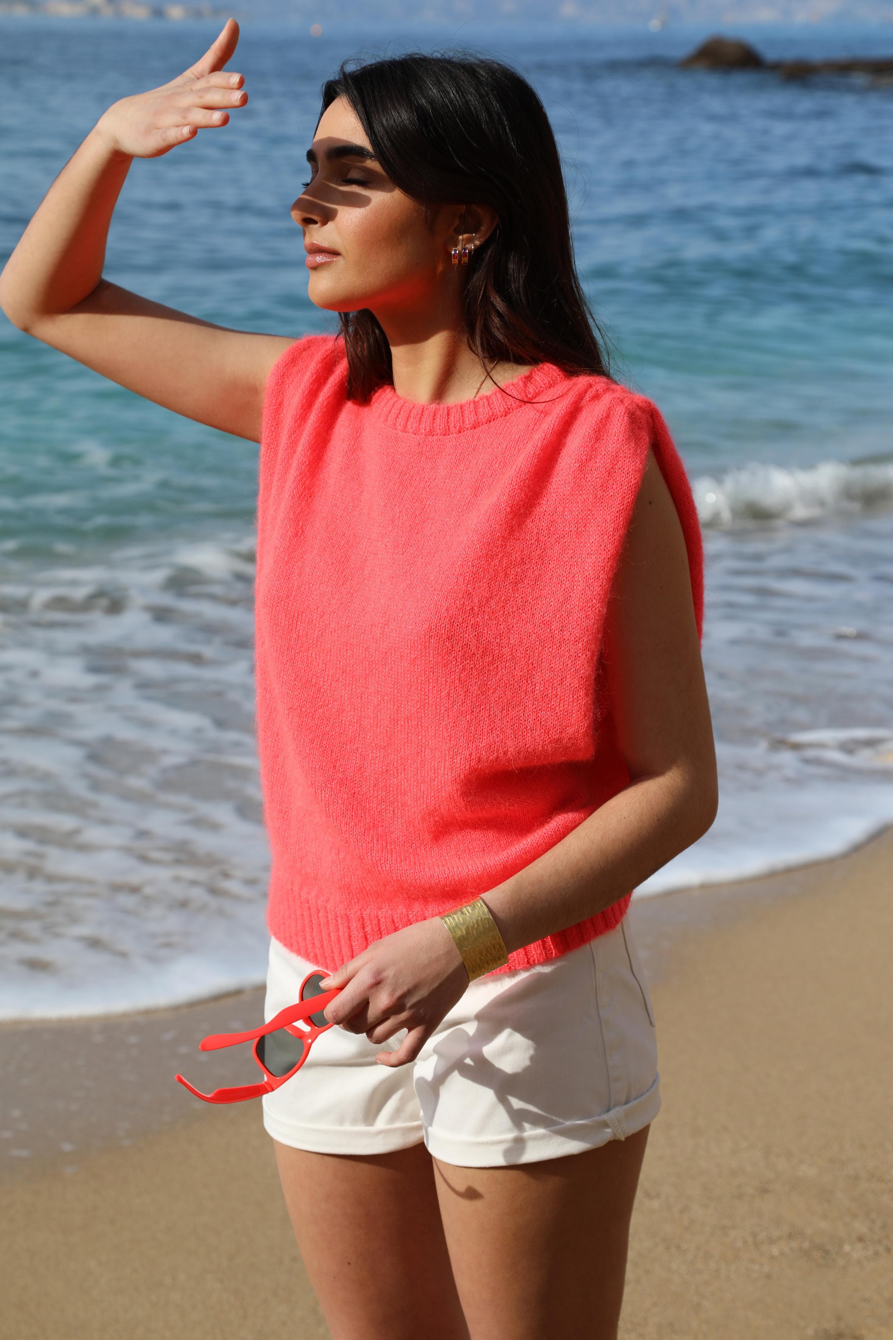 Anny Blatt Pearl top maglia mohair senza maniche