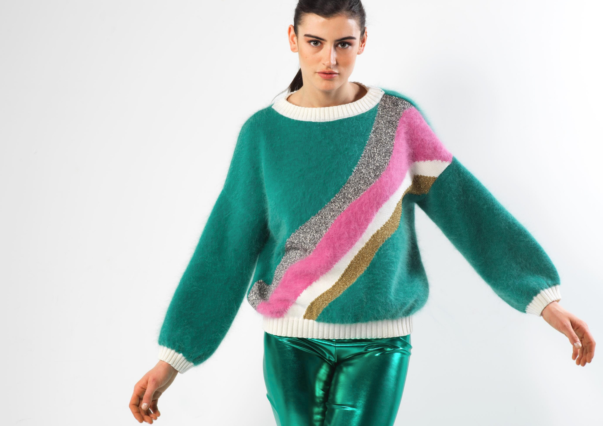 Anny Blatt Gloria maglione angora menta