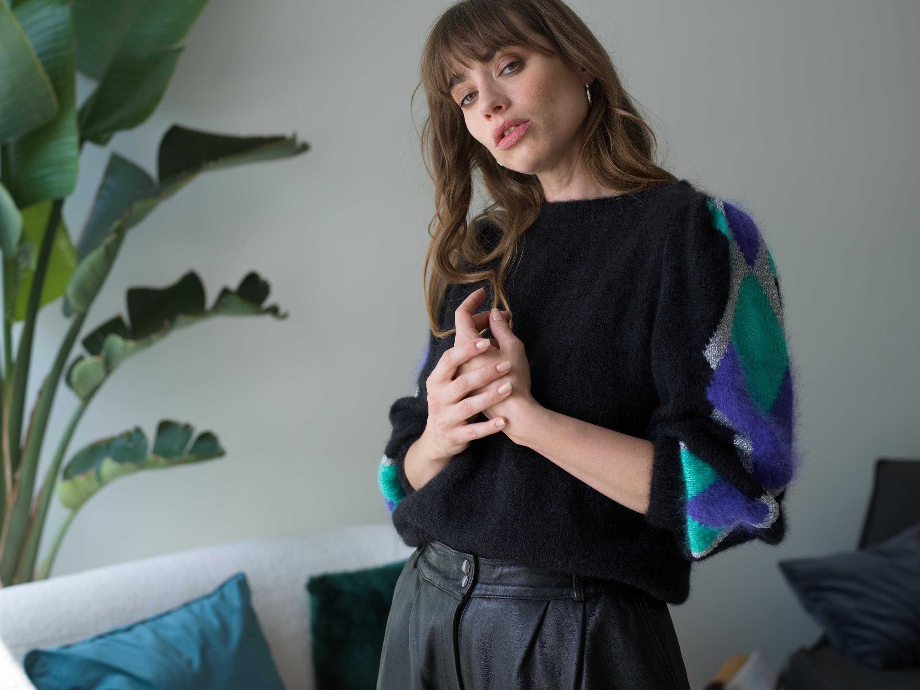 Annyblatt Diamant kit maglia pullover mohair jacquard