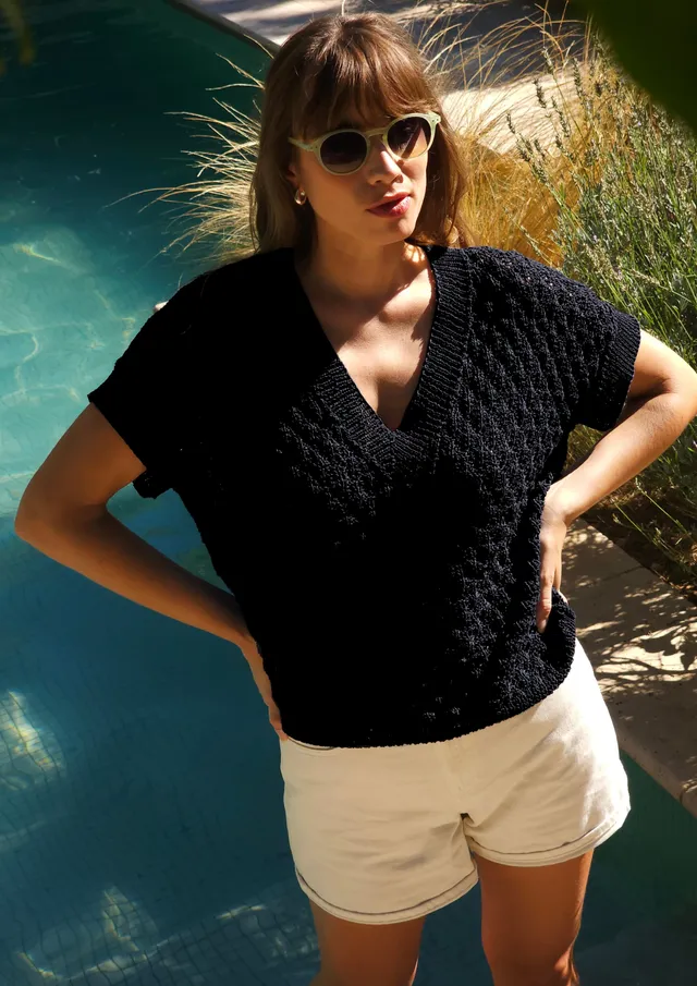 Anny Blatt Anett top kit maglia S nero cotone
