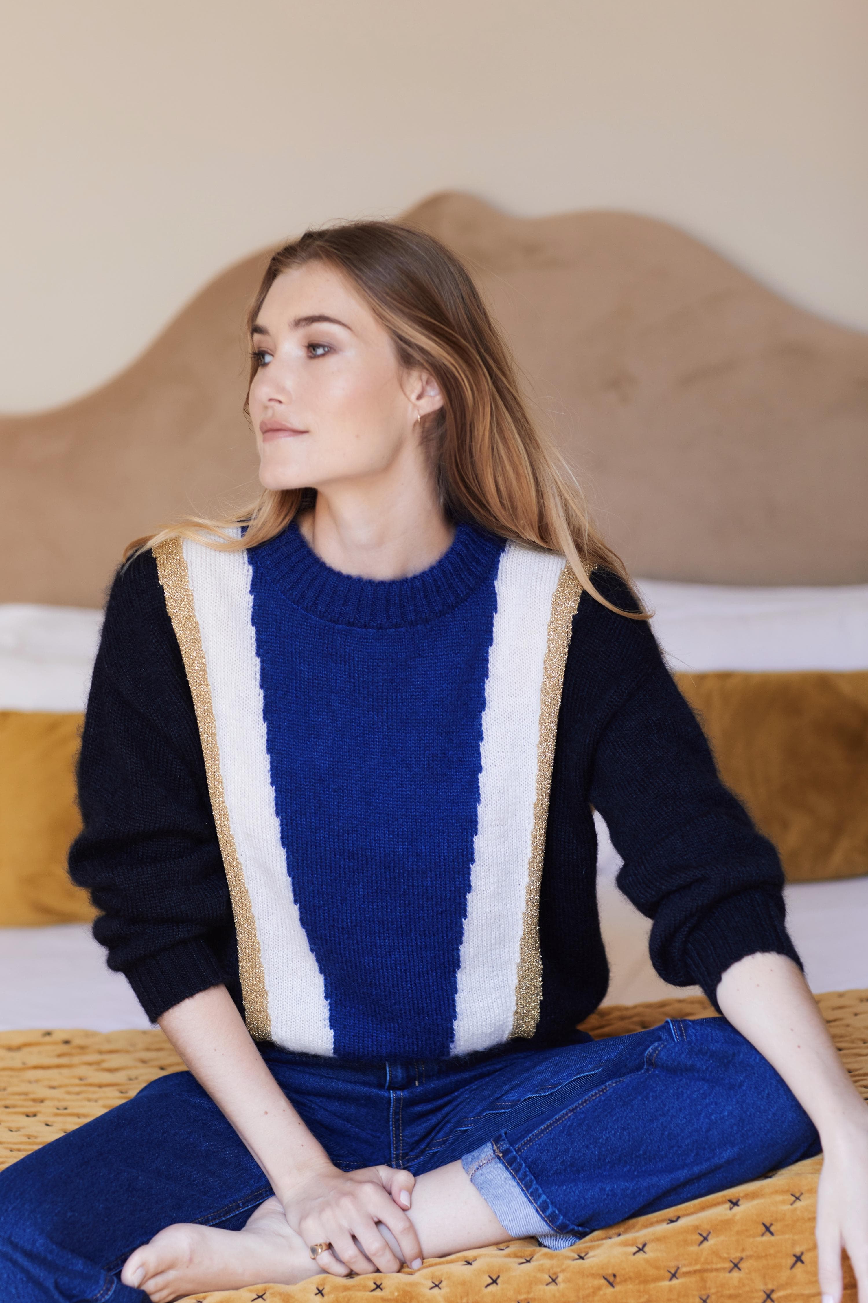 Annyblatt Serena pull mohair seta nero marine