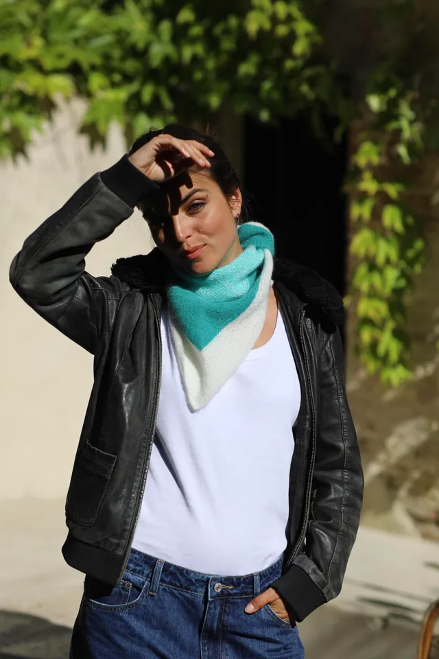 Anny Blatt Bandana kit maglia menta mohair e seta