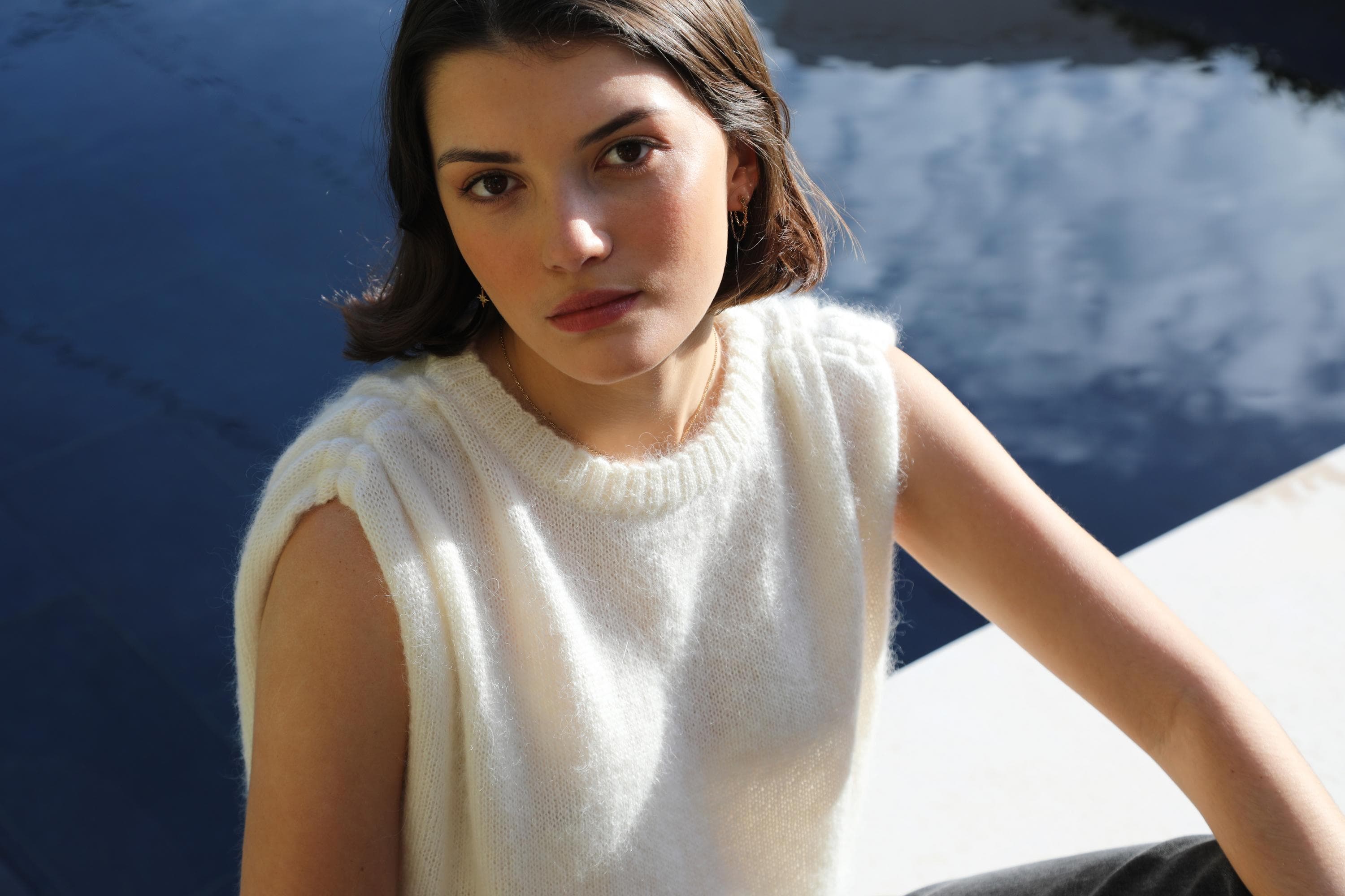 Anny Blatt Pearl top maglia mohair senza maniche