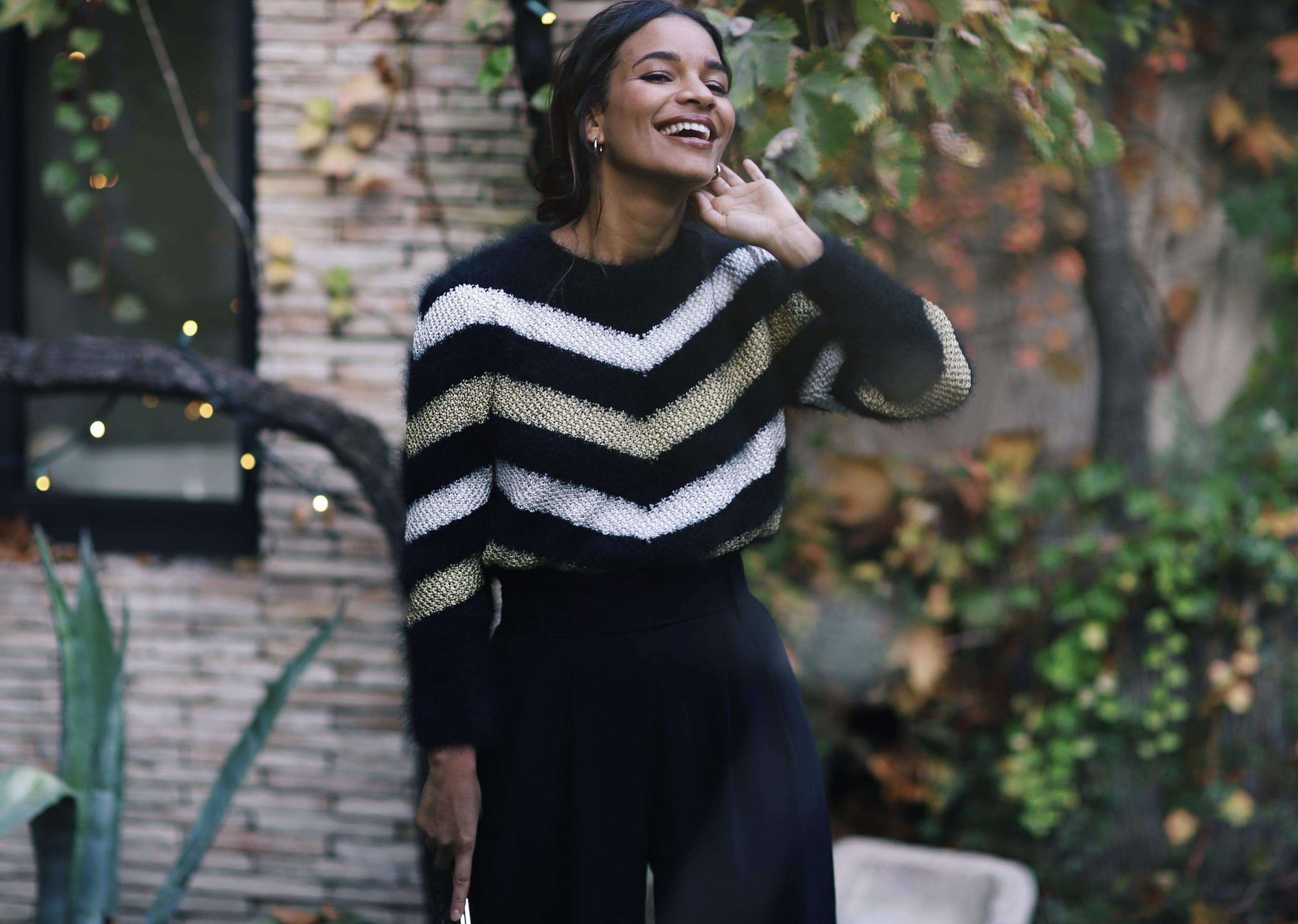 Annyblatt Dusha kit maglia pullover jacquard nero naturale