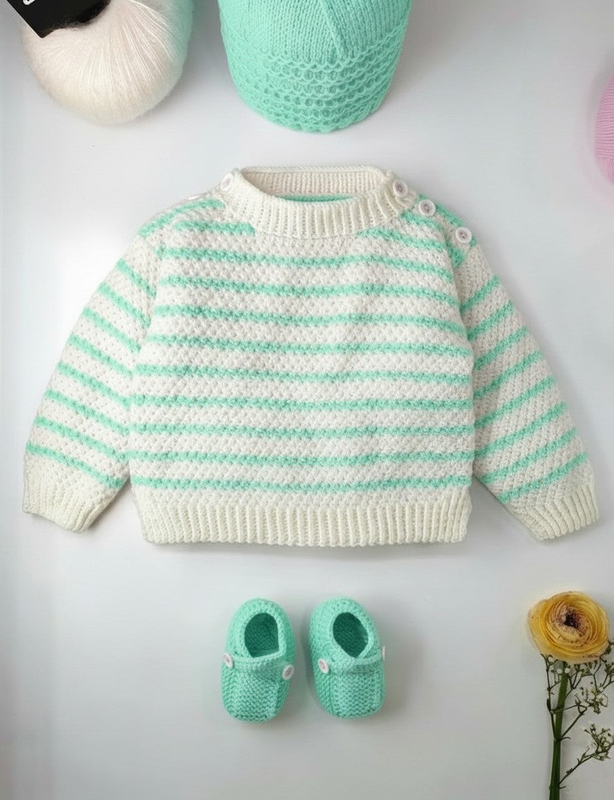 Annyblatt Jacinthe kit maglia neonato merinos bianco verde taglia 2