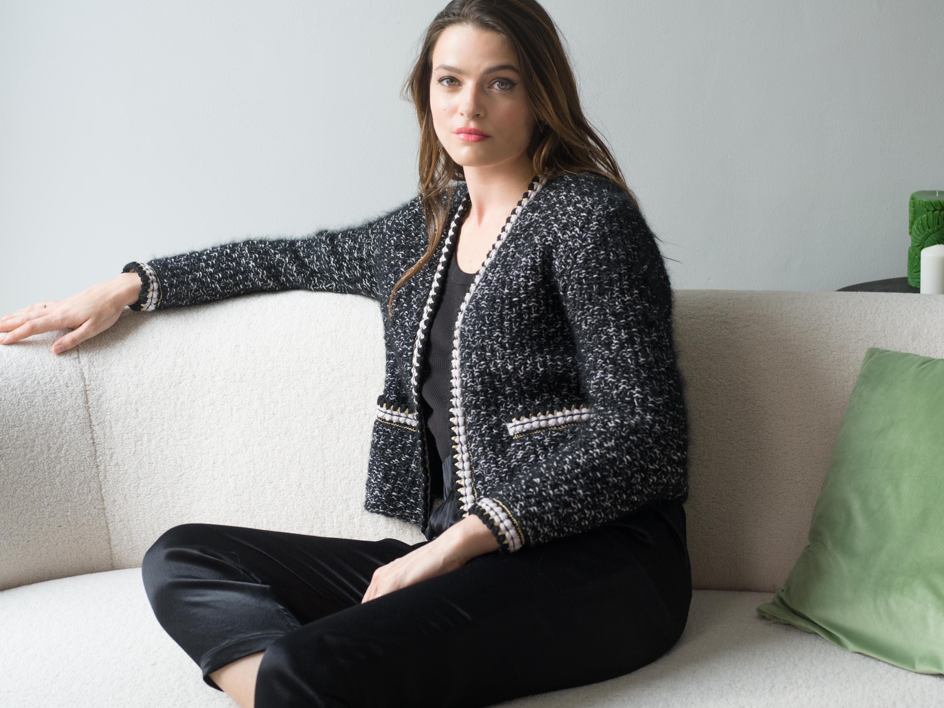 Anny Blatt Natalia kit maglia giacca taglia M nero mohair