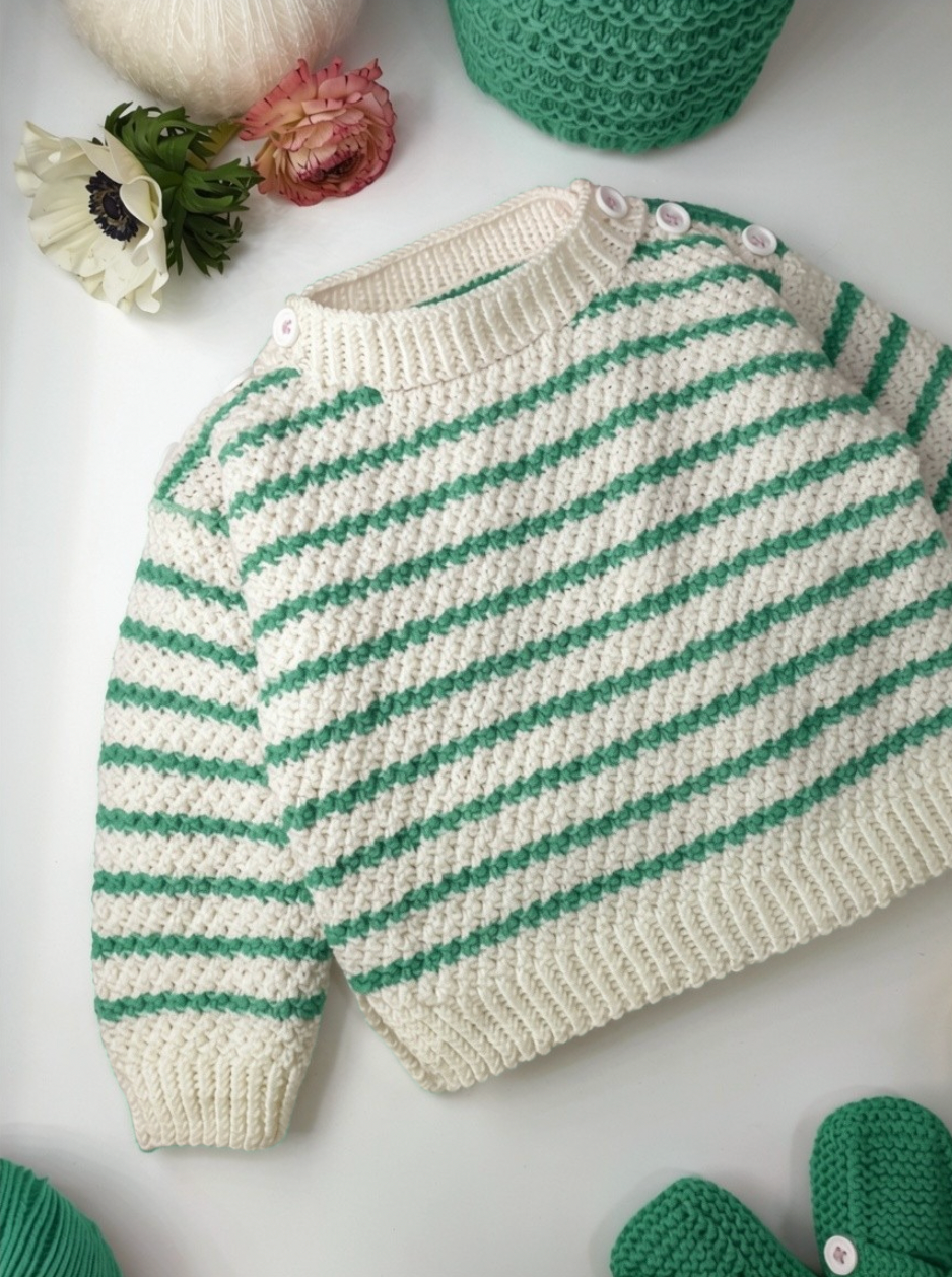 Annyblatt Jacinthe kit maglia neonato merinos bianco verde taglia 2