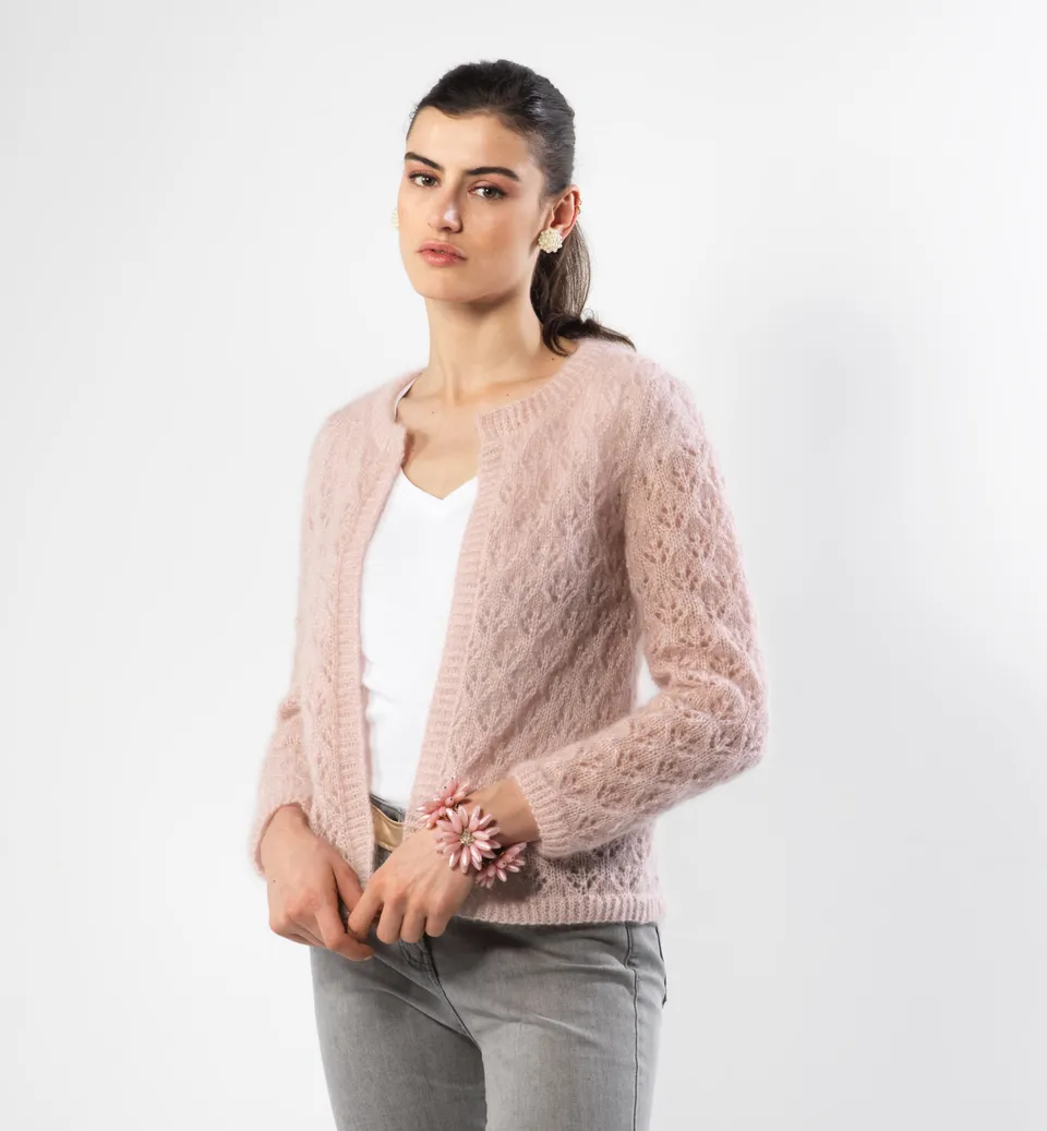 Anny Blatt Fanny kit giacca mohair seta cipria
