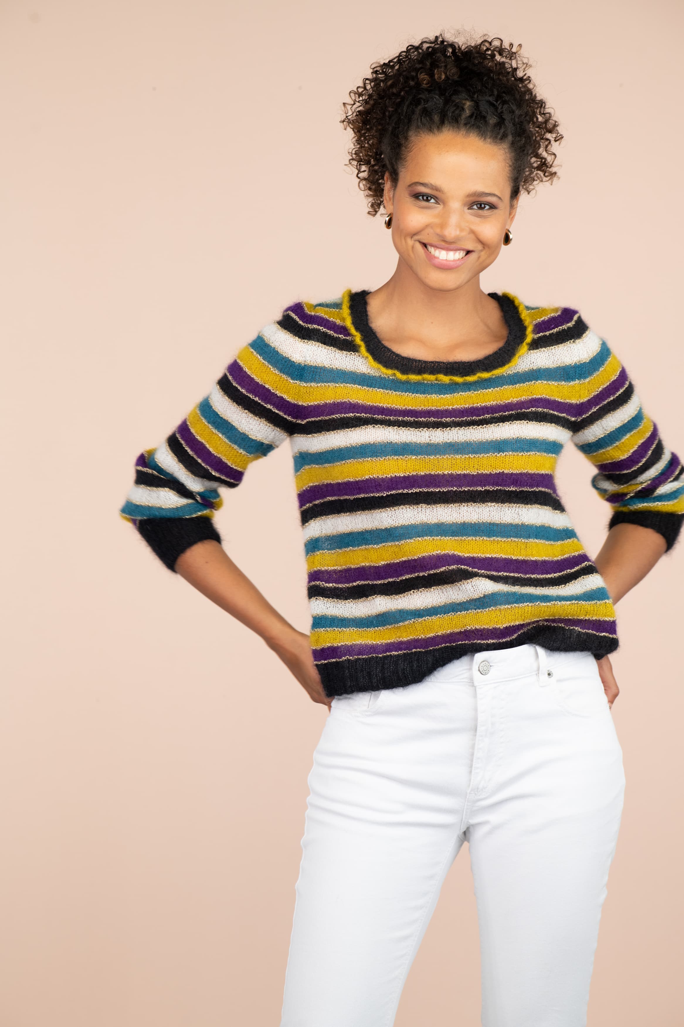 Annyblatt Suzanne pull donna a righe mohair