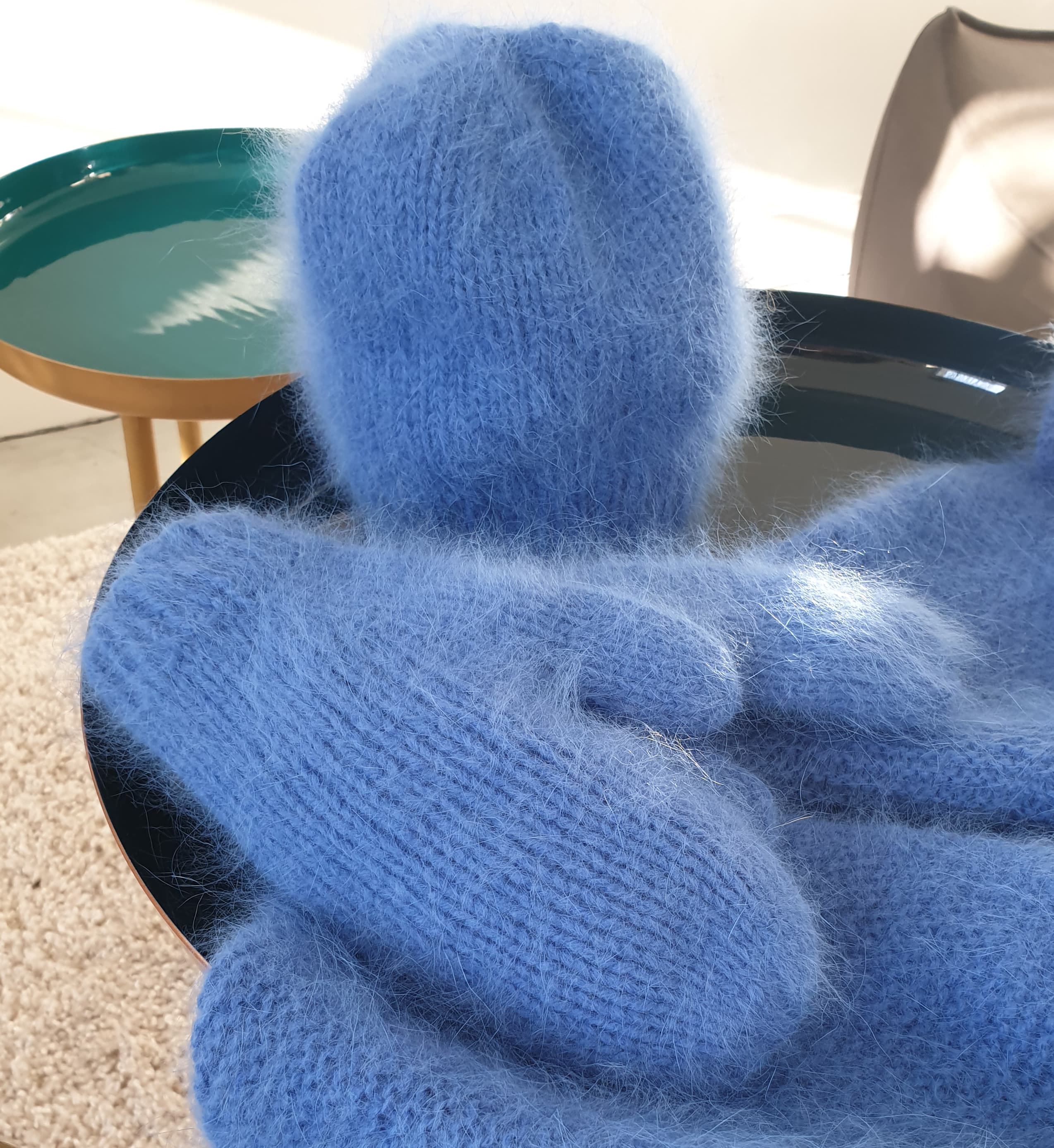 Anny Blatt Angora Tignes kit cappello e muffole angora