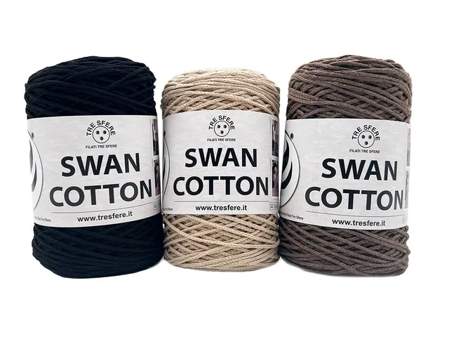Swan Cotton 2501 cordino cotone nero 250 g tinta unita
