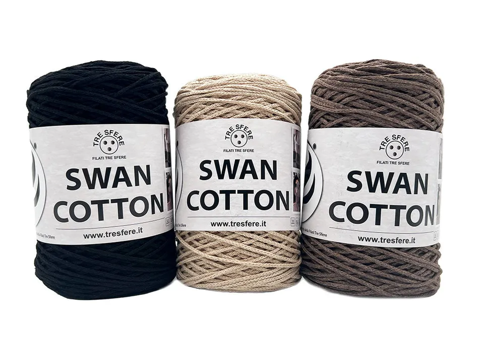 Swan Cotton 2501 cordino cotone nero 250 g tinta unita