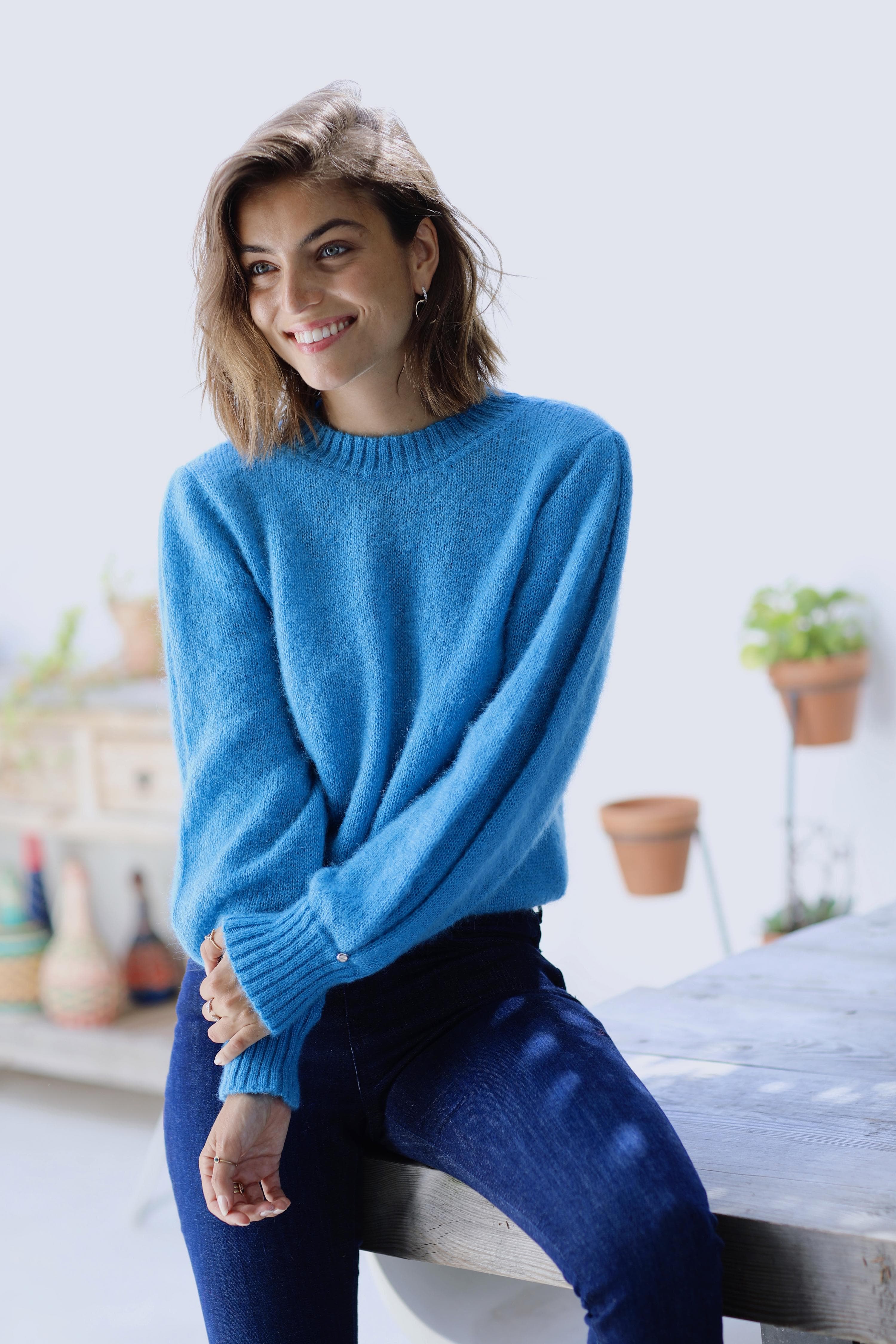 Anny Blatt Alix maglione mohair blu geai