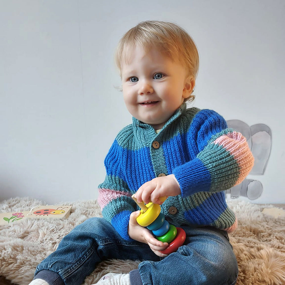 Pascuali Jesina Baby Cardigan schema maglia bimbi color blocks