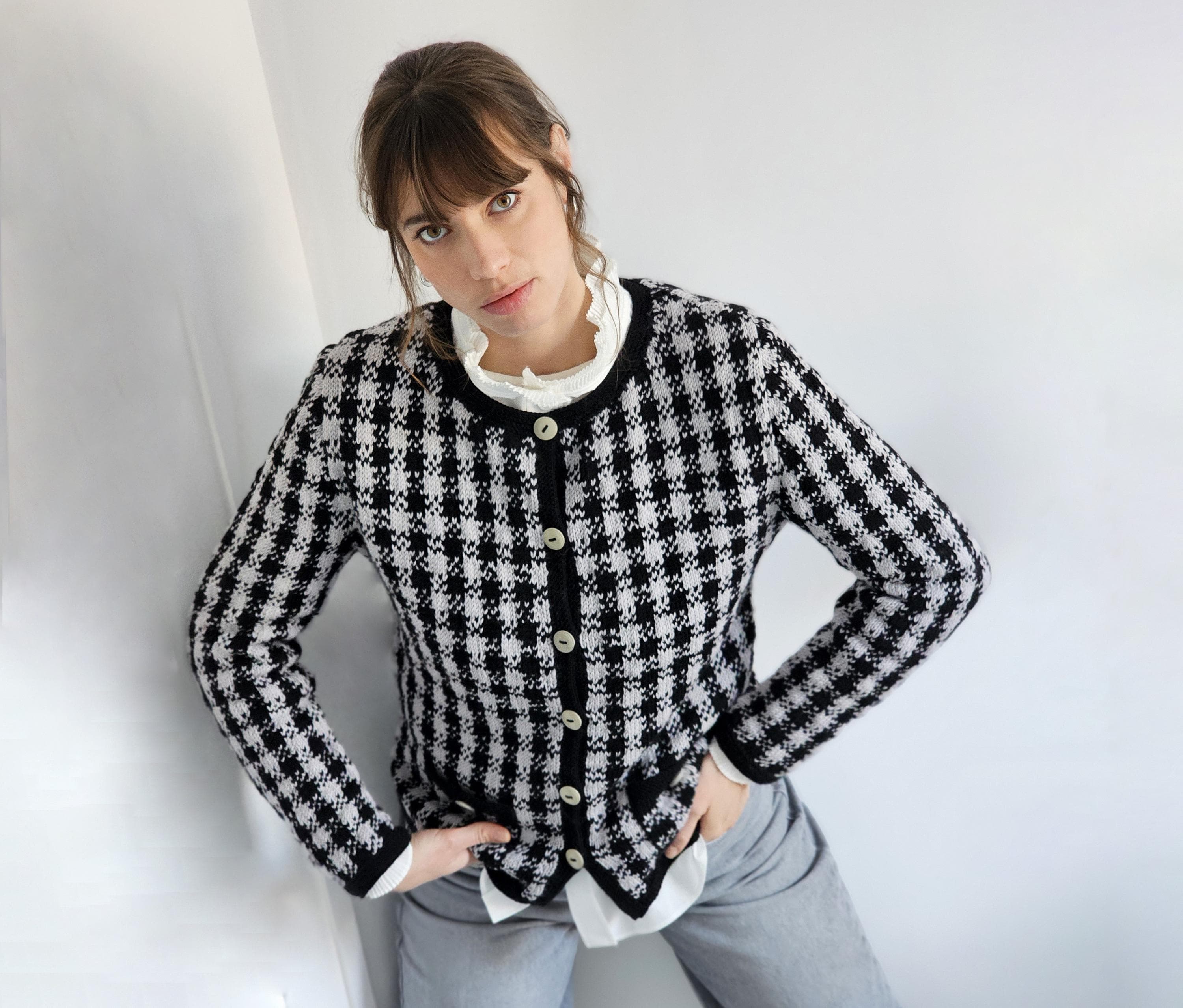 Anny Blatt Eliza kit cardigan merinos givre jacquard