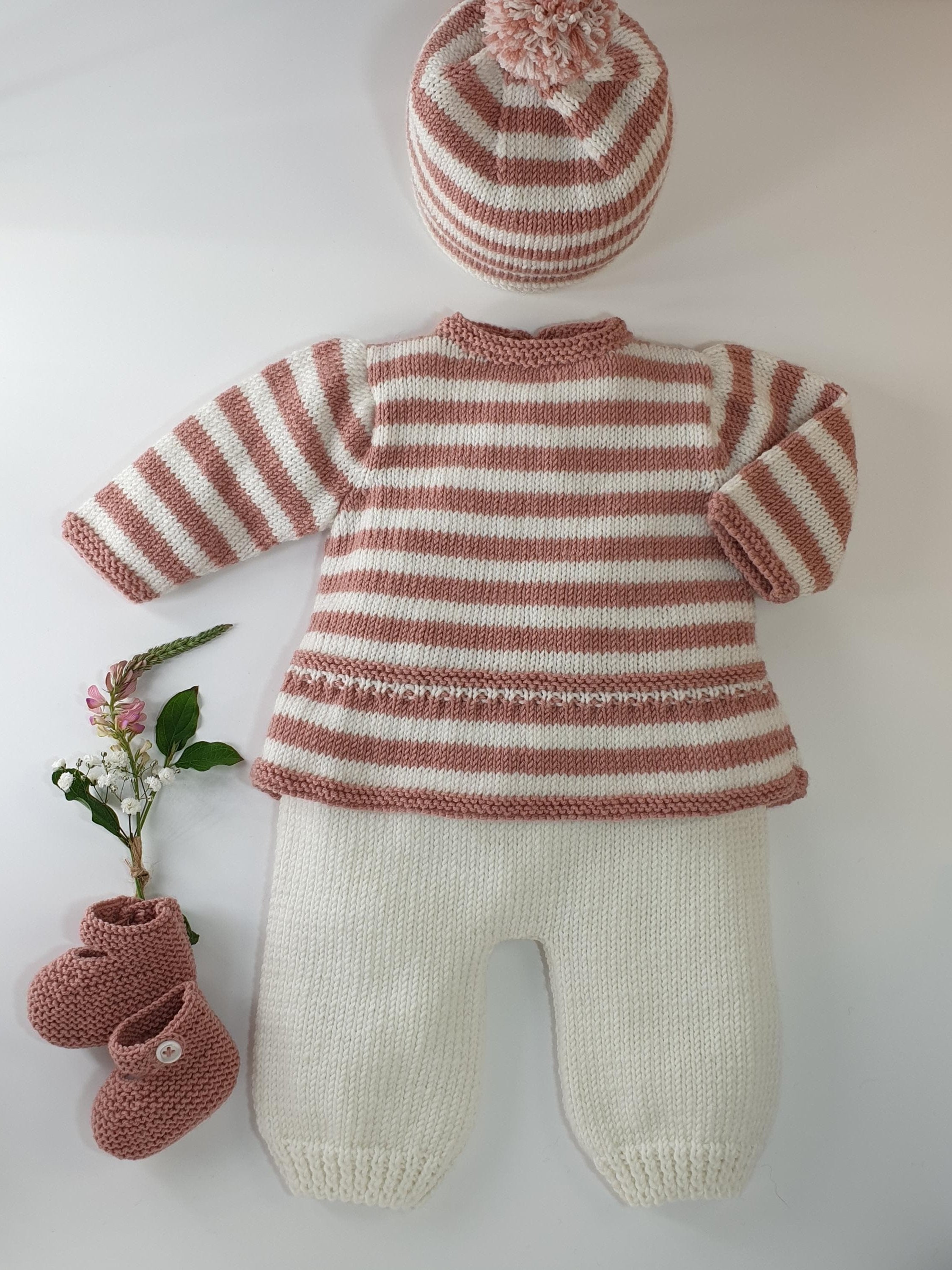 Anny Blatt Mimosa kit maglia tunica neonato righe