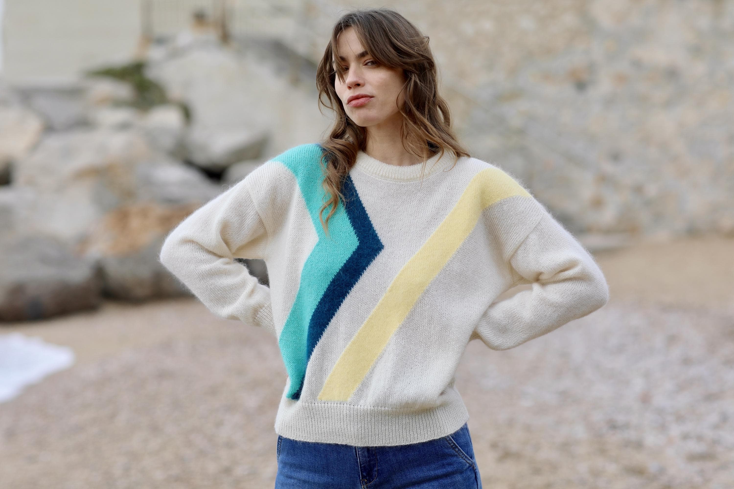 Anny Blatt Inès maglione mohair e seta taglia S