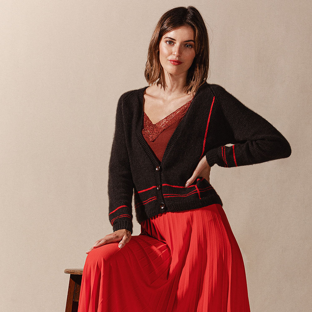 Pascuali Nara schema cardigan scollo a V cashmere