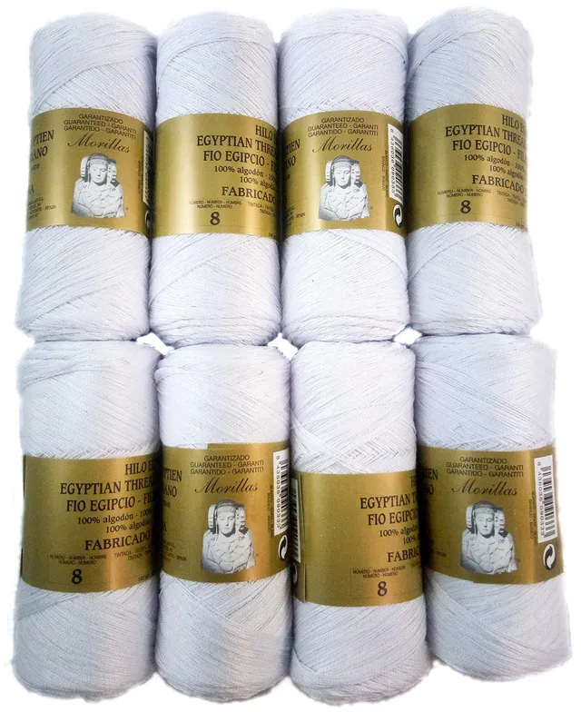 Morillas Zepelines Ne 8/2 cotone perlé bianco punto blu 8x80 g mercerizzato