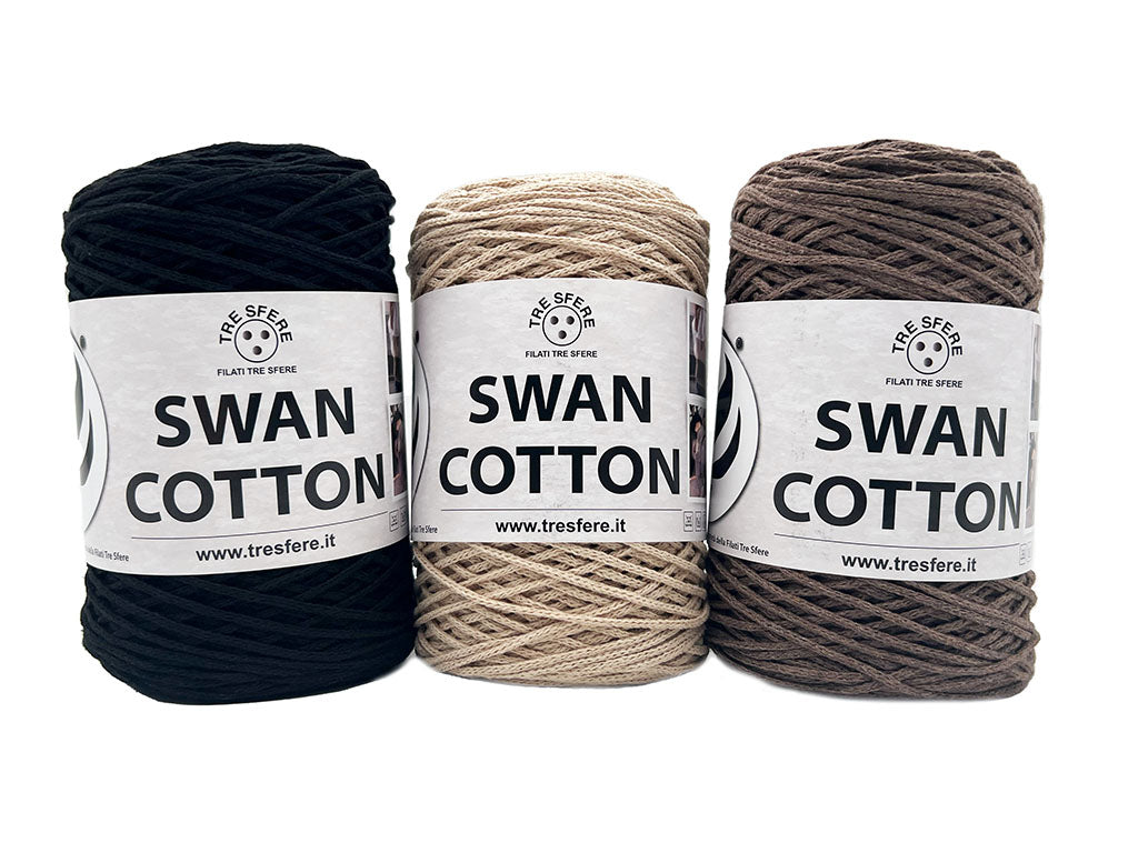 Swan Cotton 2501 cordino cotone nero 250 g tinta unita