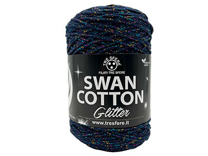 Il Filo di Arianna Swan Cotton Glitter cordino nero 01 250 g