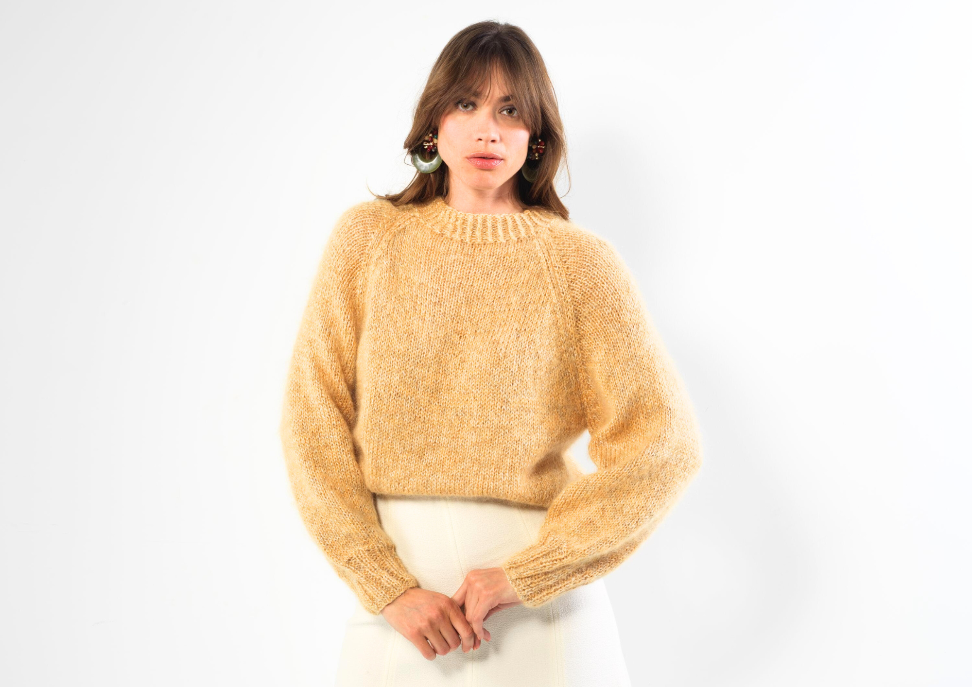 Anny Blatt Shery kit maglia pull mohair ambra