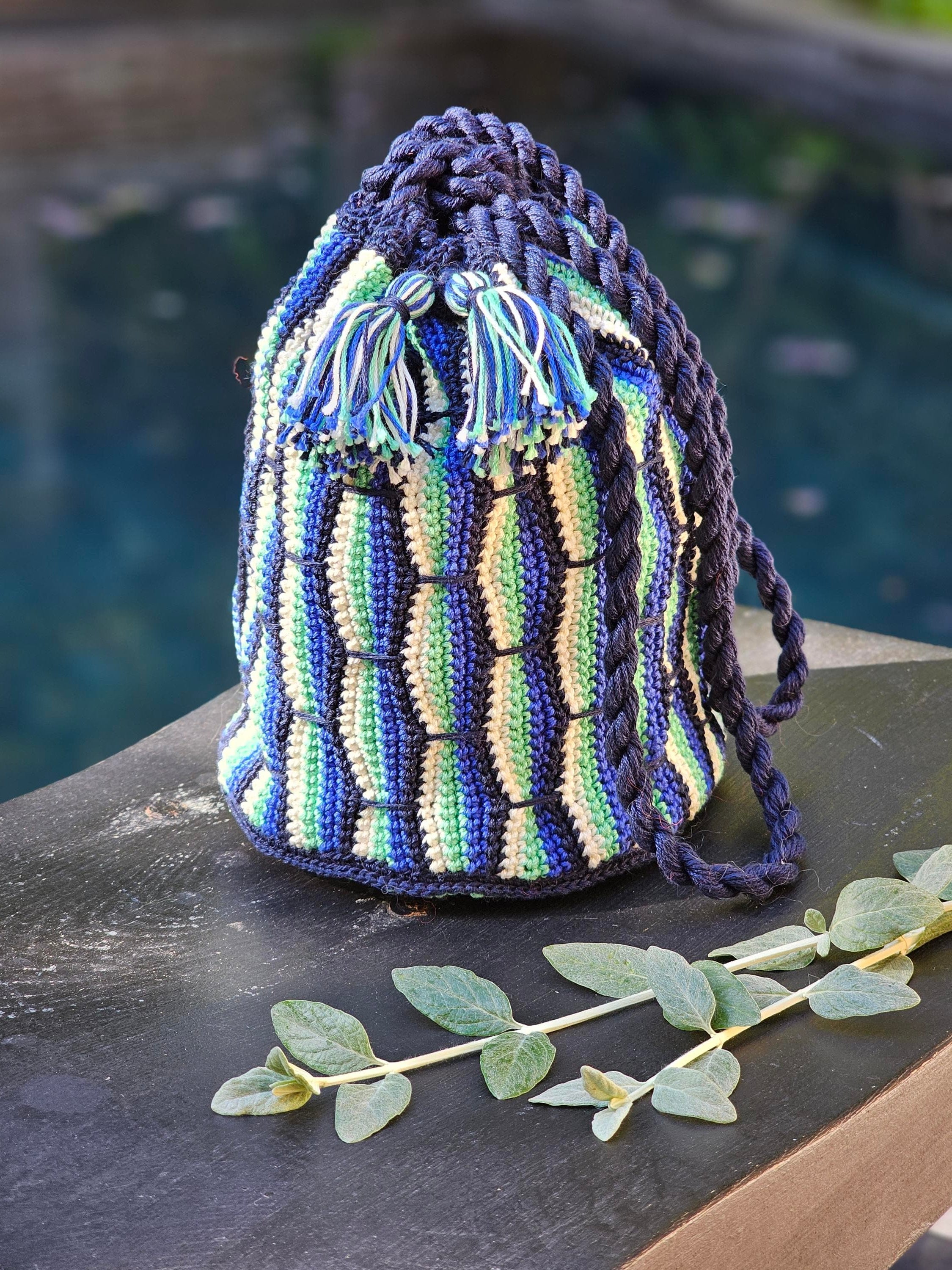 Anny Blatt Ellen kit uncinetto blu e verde cotone