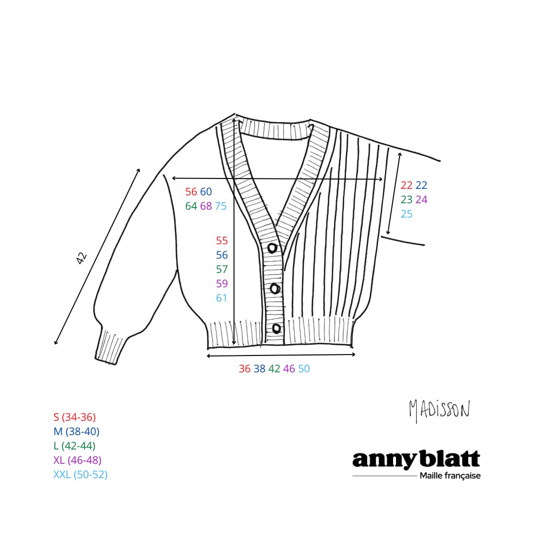 Annyblatt Vénus Madison gilet kit maglia S Pacifico mohair