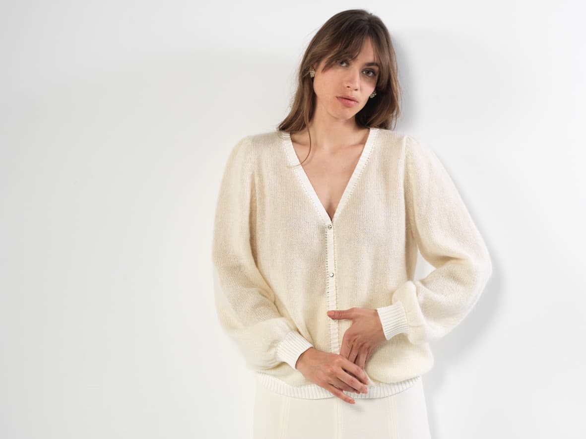 Annyblatt Anita gilet mohair seta naturale M