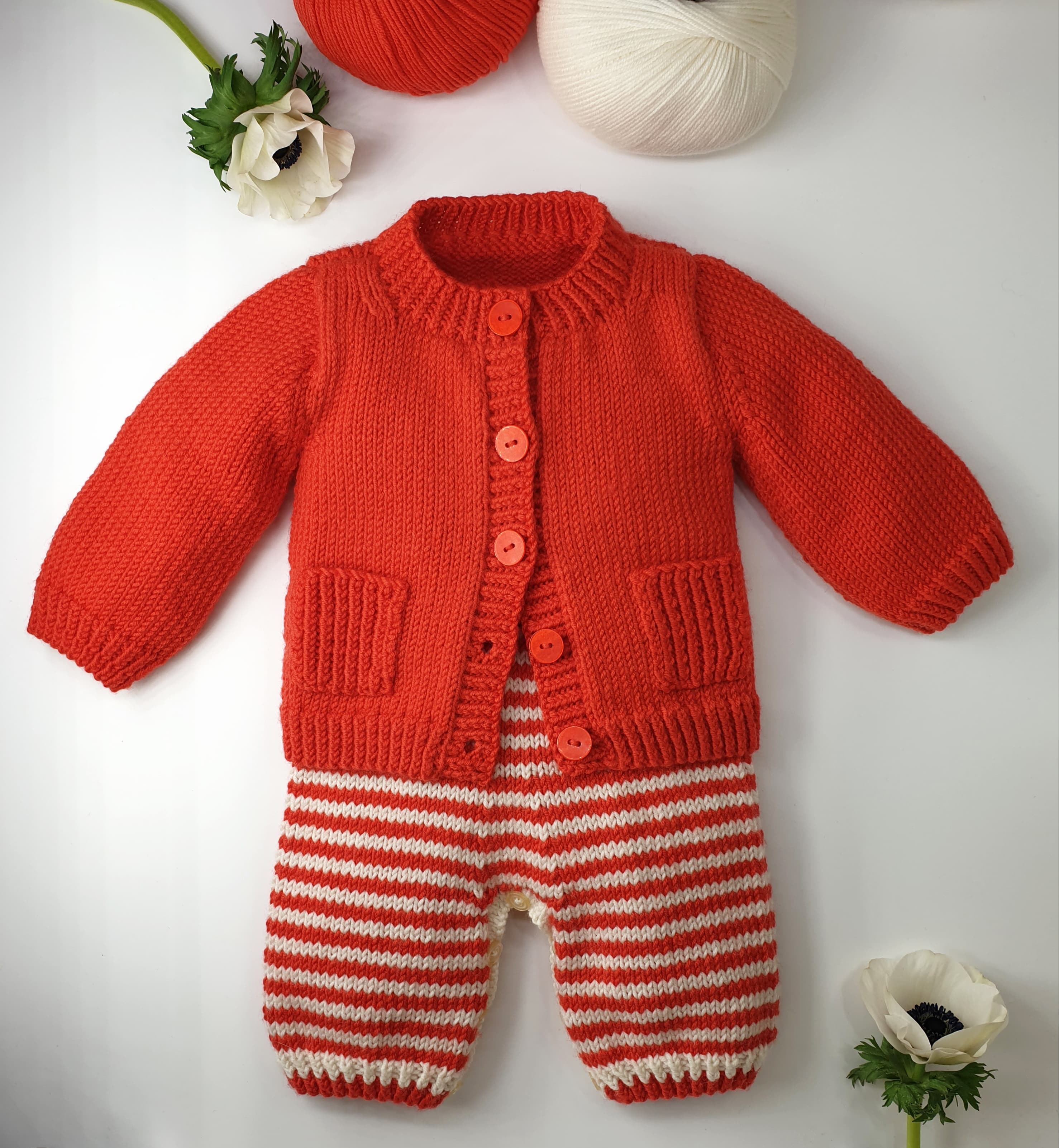 Anny Blatt Kaki cardigan neonato merinos rosso