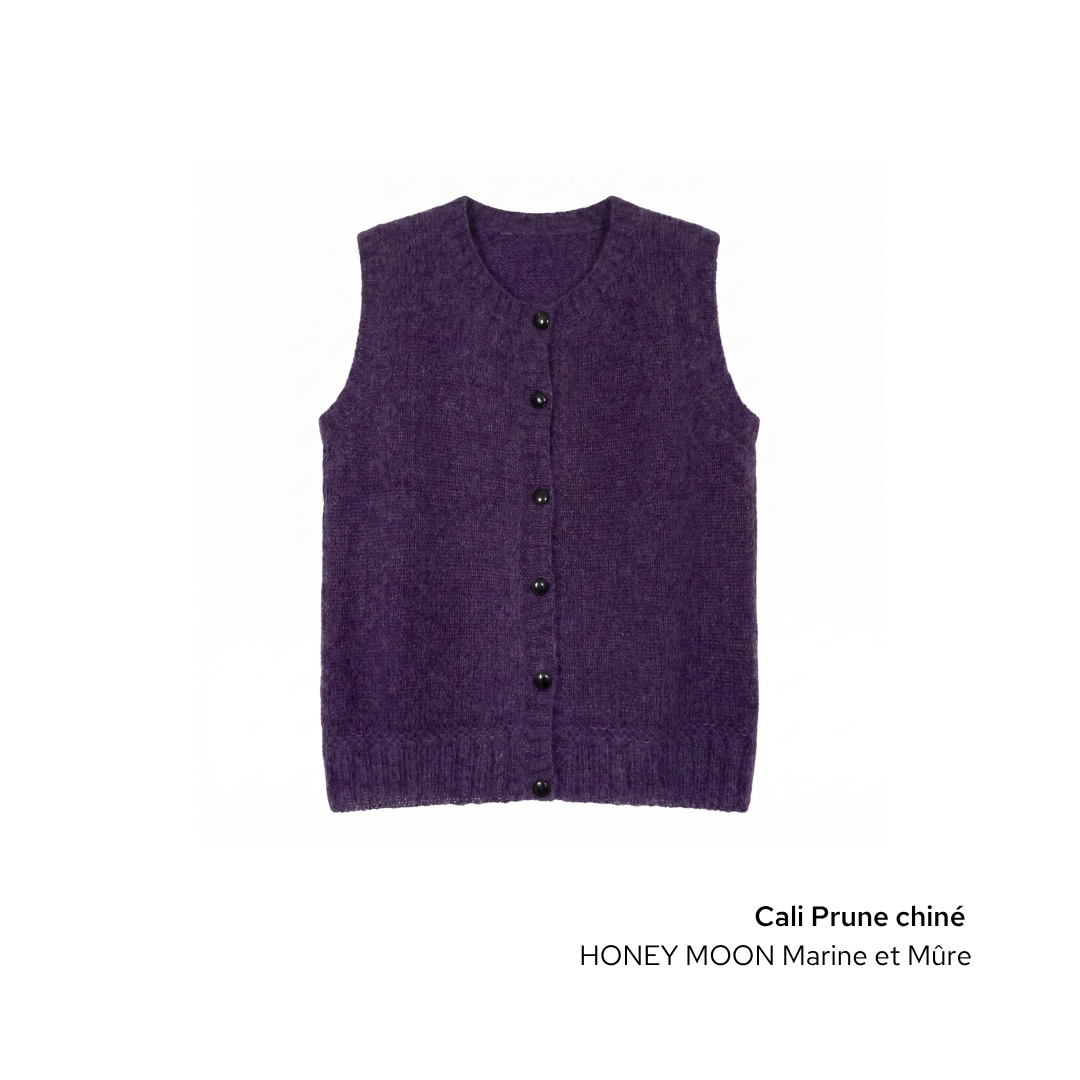 Anny Blatt Cali gilet donna blu profondo taglia S in mohair