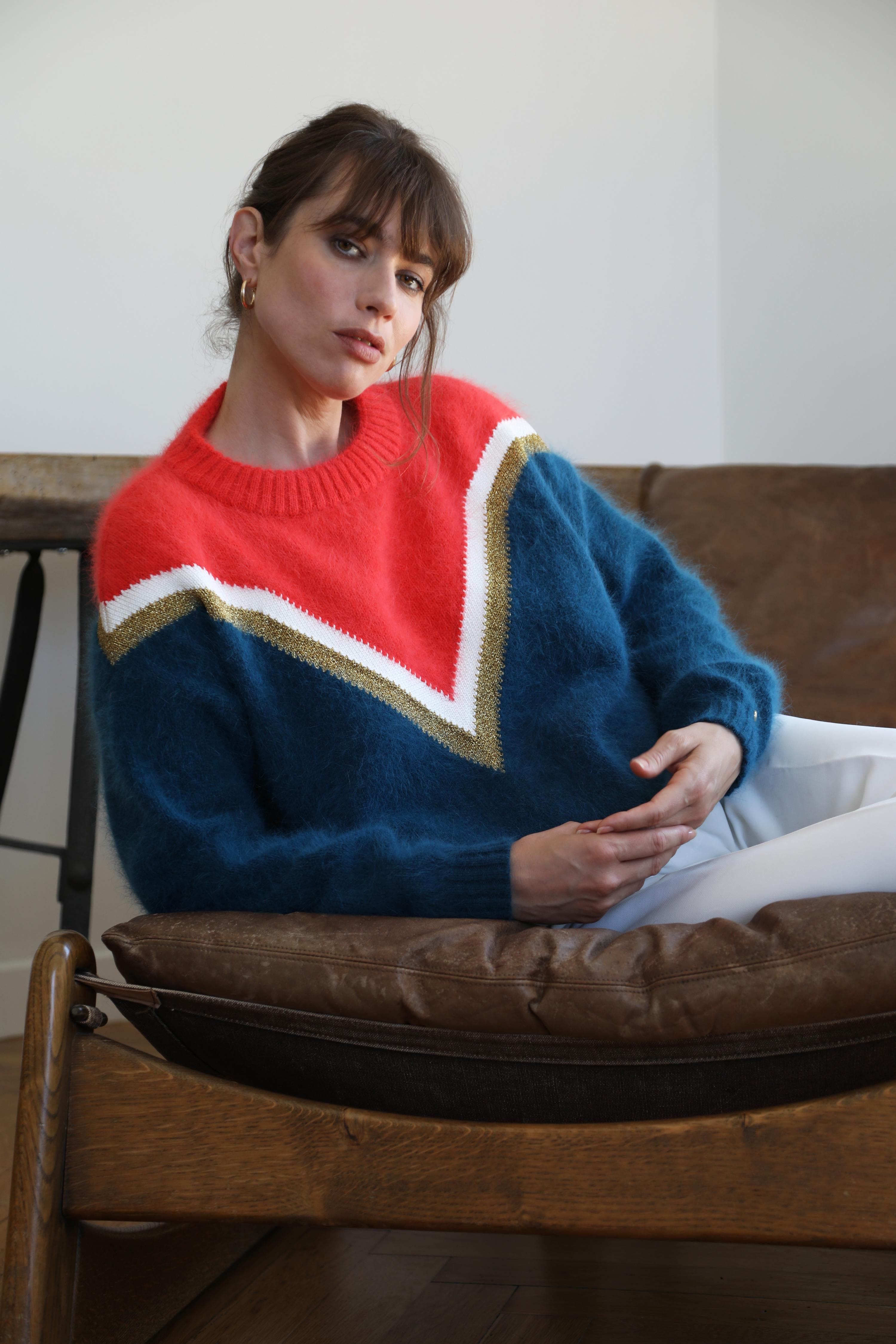 Annyblatt Celeste maglione angora bicolore