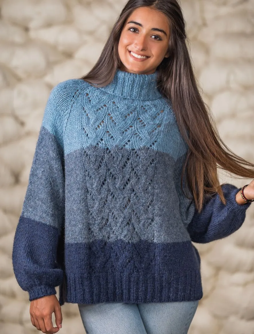 Rosarios4 TJ Inverno Camisola Azul schema maglia donna