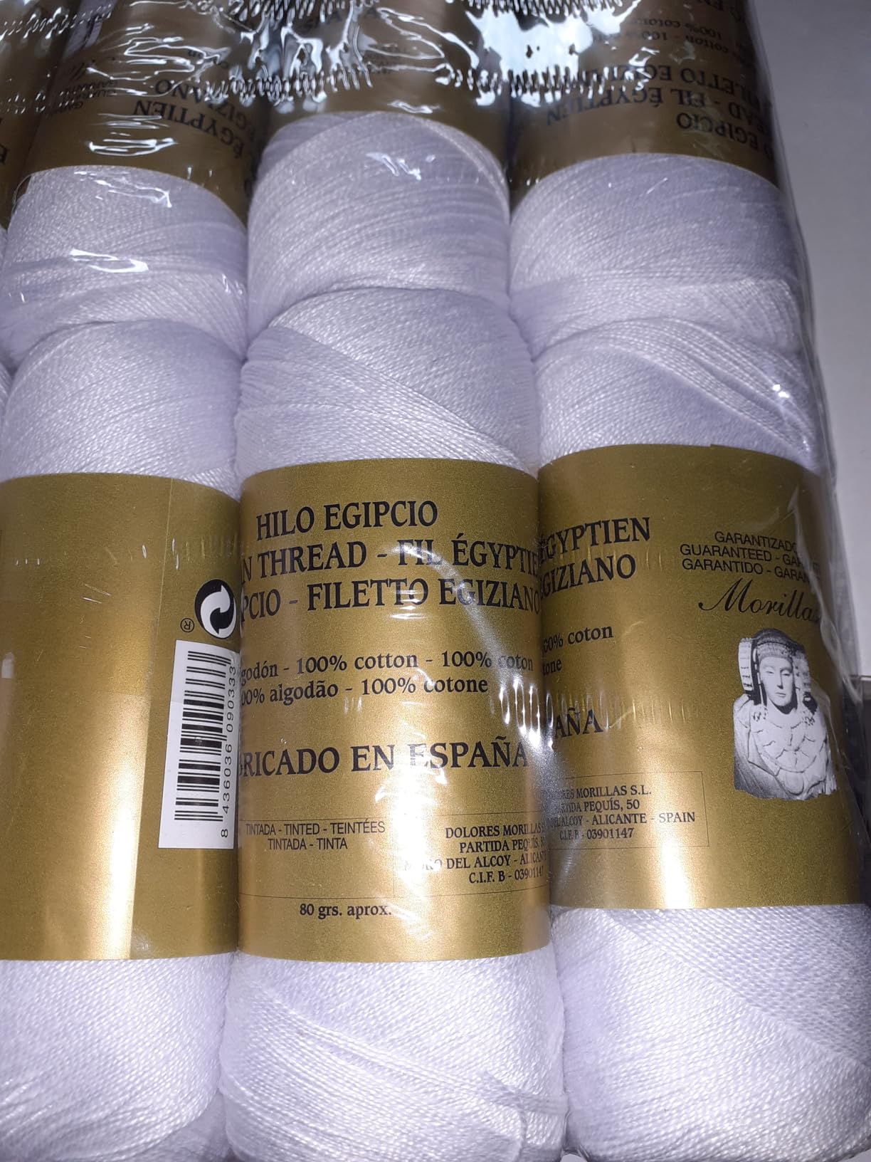 Morillas Zepelines Ne 8/2 cotone perlé bianco punto blu 10x100 g mercerizzato