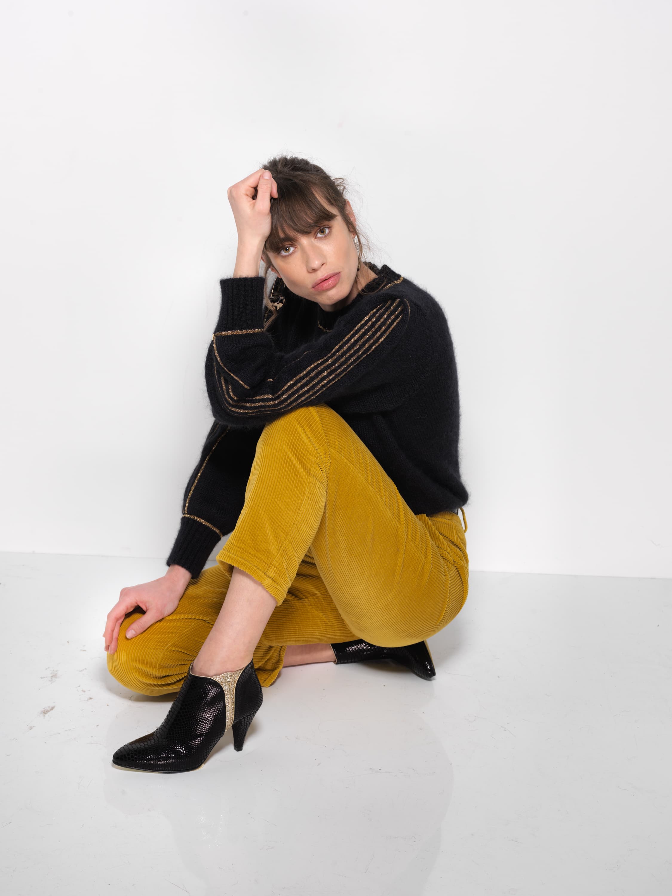Anny Blatt Alix maglione mohair nero e oro