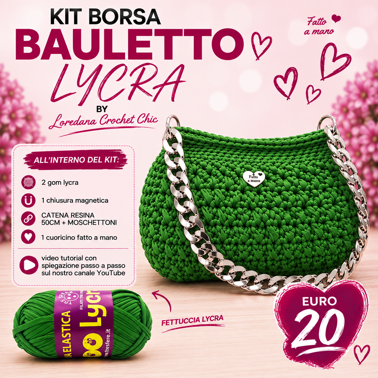 Crochet Chic Bauletto kit borsa fettuccia bordeaux 40