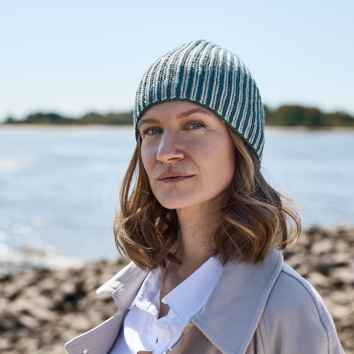 Rosy Green Wool Sakina schema cappello brioche bicolore