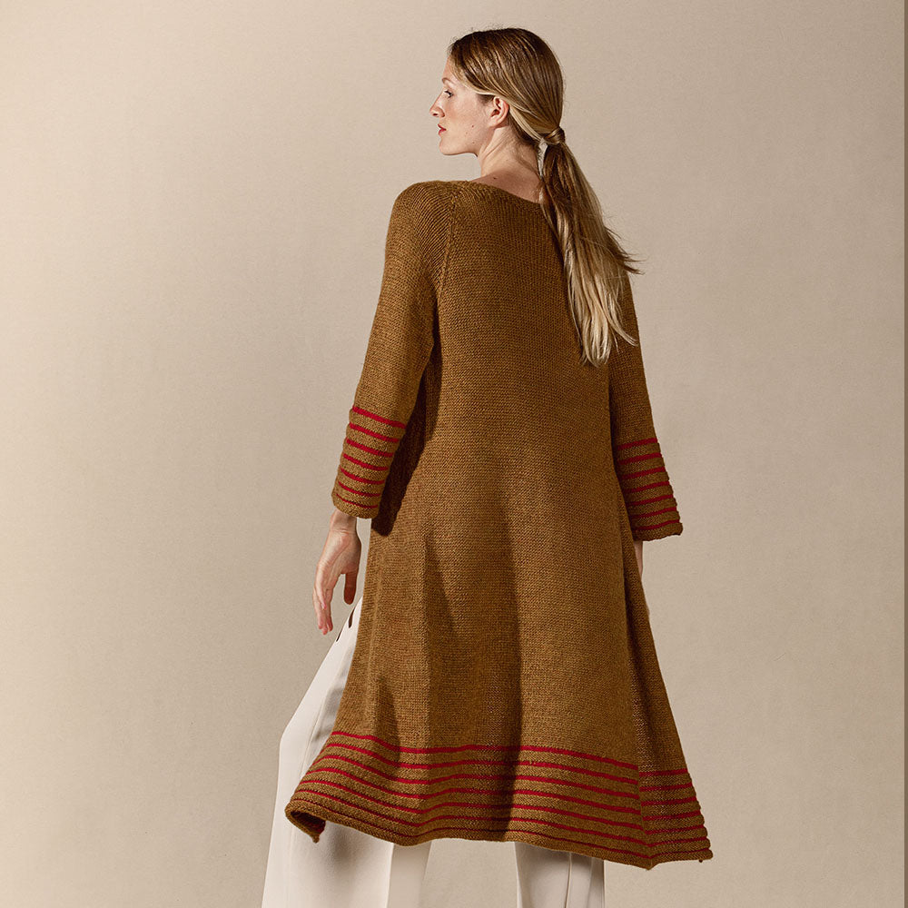 Pascuali Tavita cappotto schema maglia alpaca con cintura