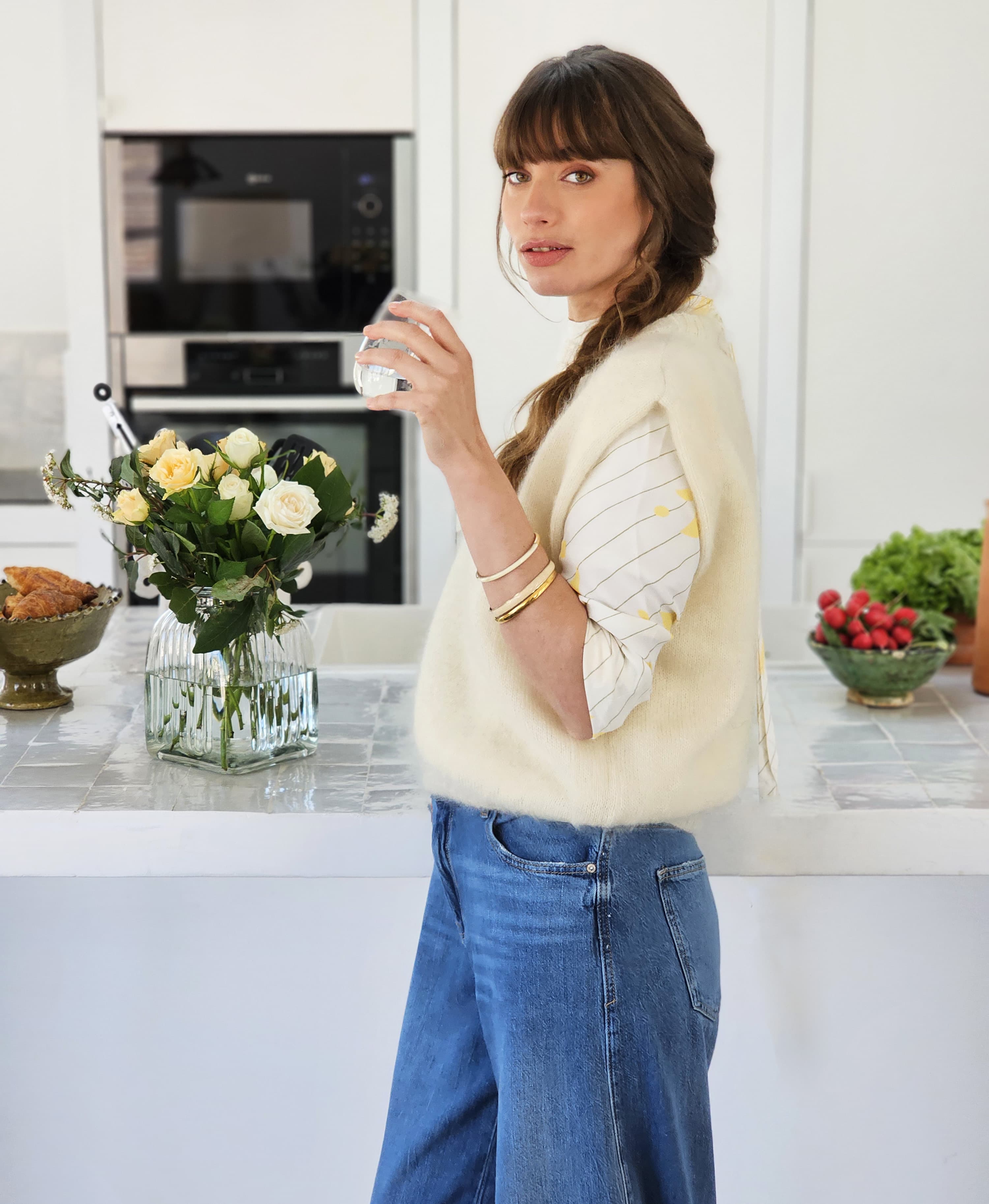 Annyblatt Suzie gilet maglia smanicato mohair ecrù taglia M