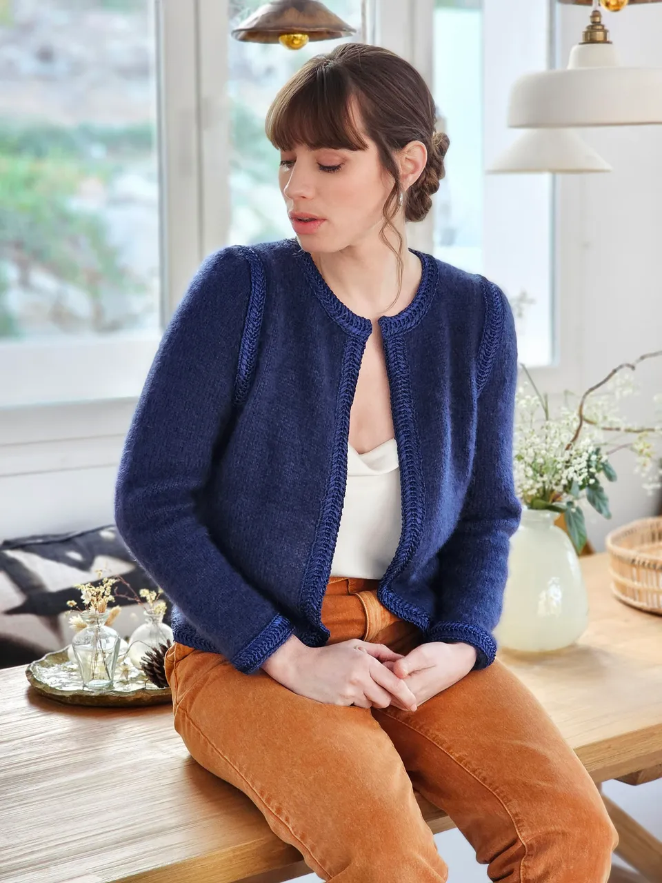 Anny Blatt Nita kit giacca mohair marine tinta unita