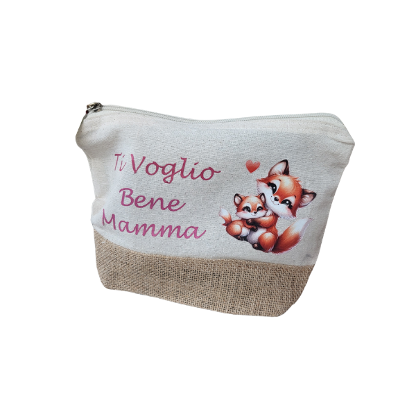 Il Filo di Arianna pochette juta con frange e scritta
