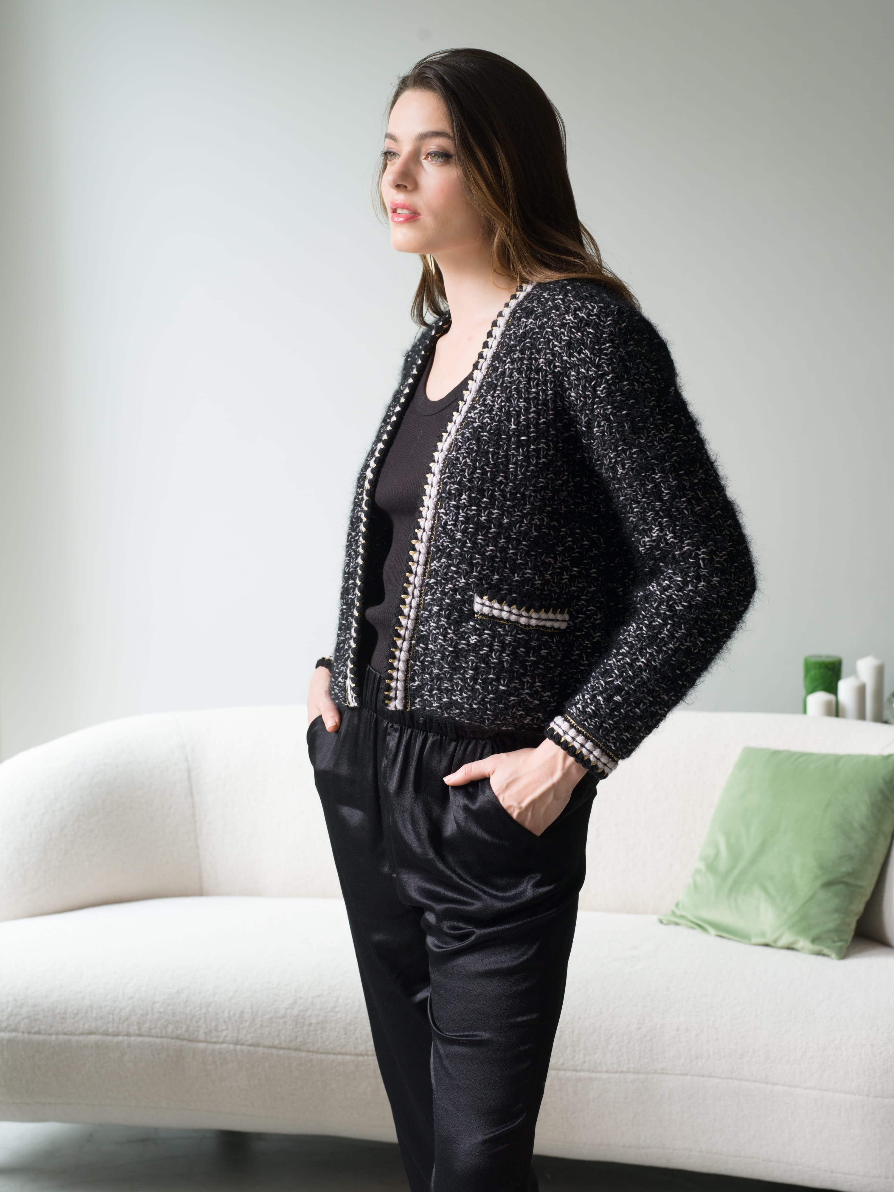 Anny Blatt Natalia kit maglia giacca taglia M nero mohair