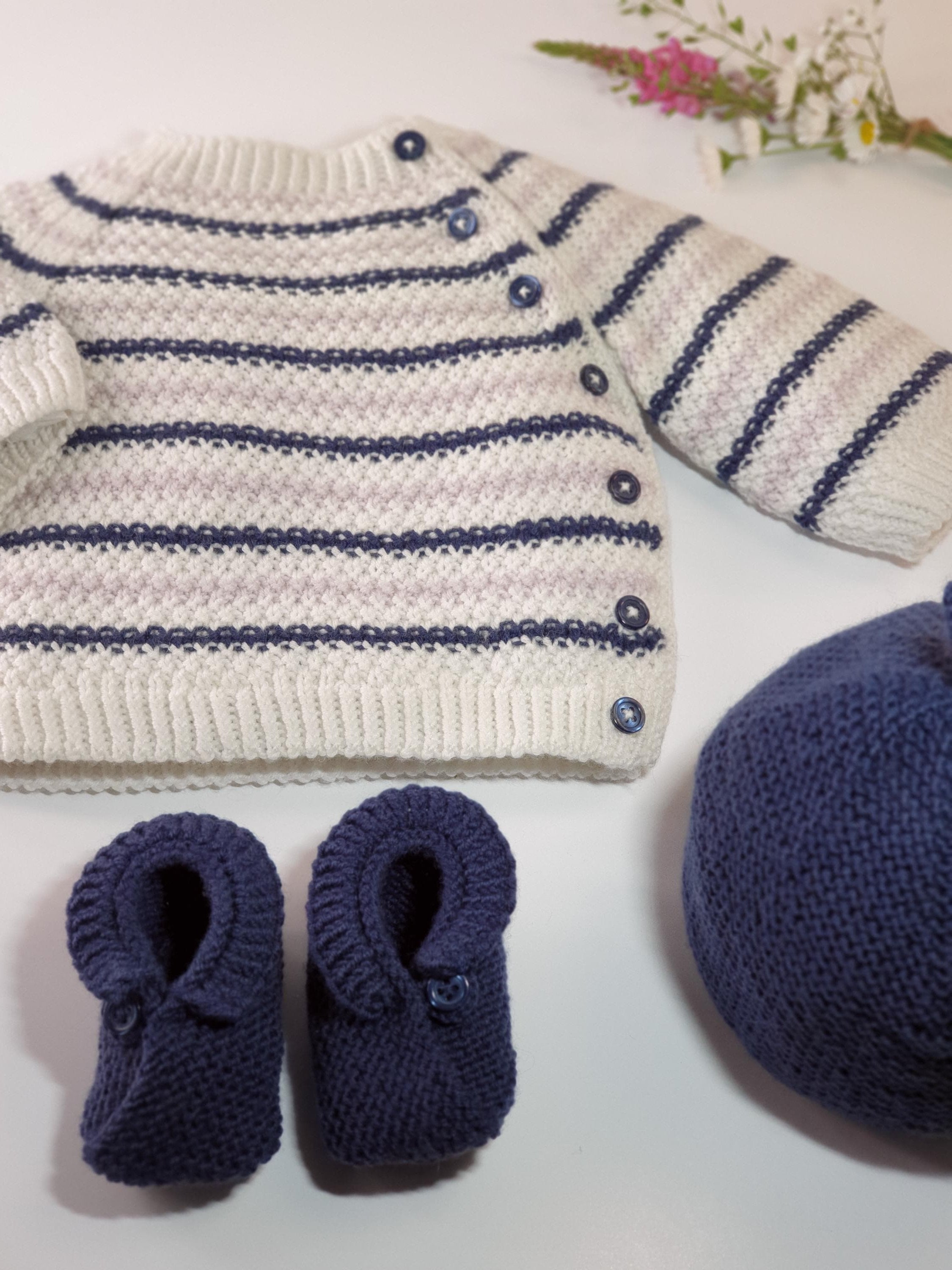 Anny Blatt Baby Peuplier kit maglioncino merino bianco taglia 1