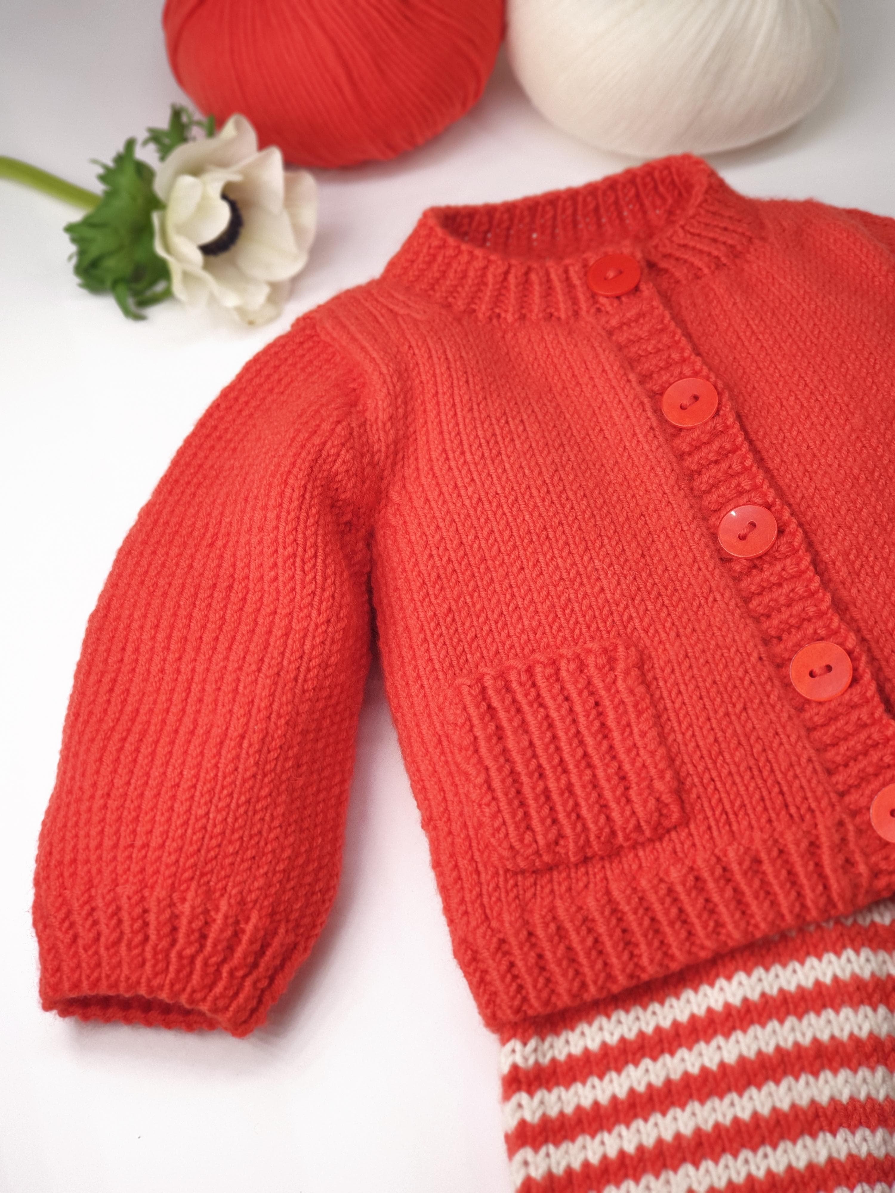 Anny Blatt Kaki cardigan neonato merinos rosso