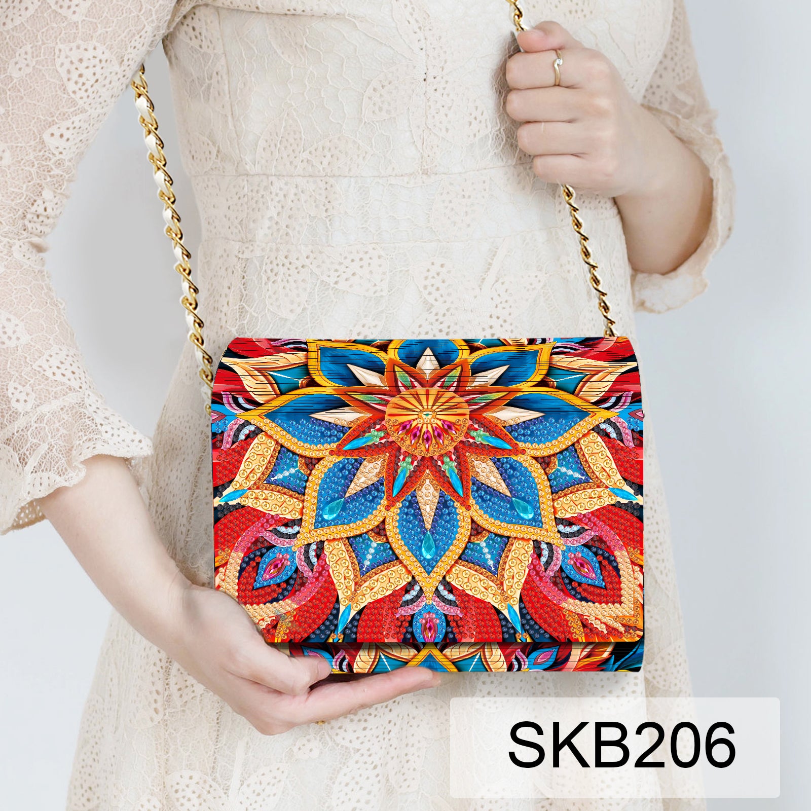 Borsa legno Diamond Painting Renna con tracolla