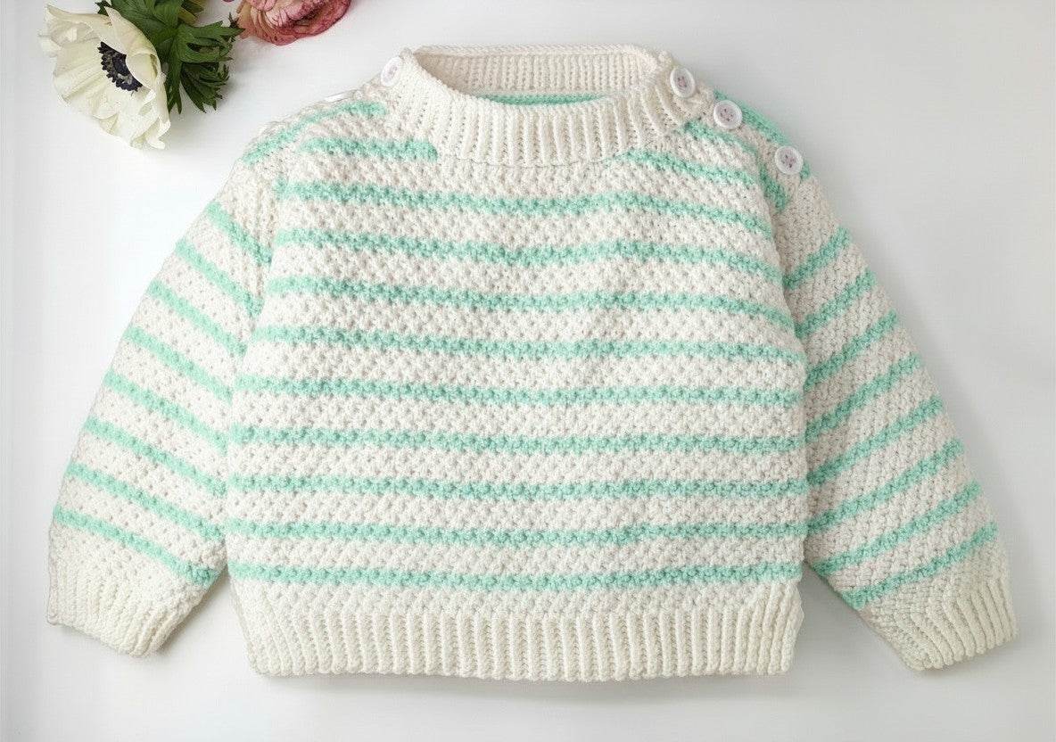 Annyblatt Jacinthe kit maglia neonato merinos bianco verde taglia 2