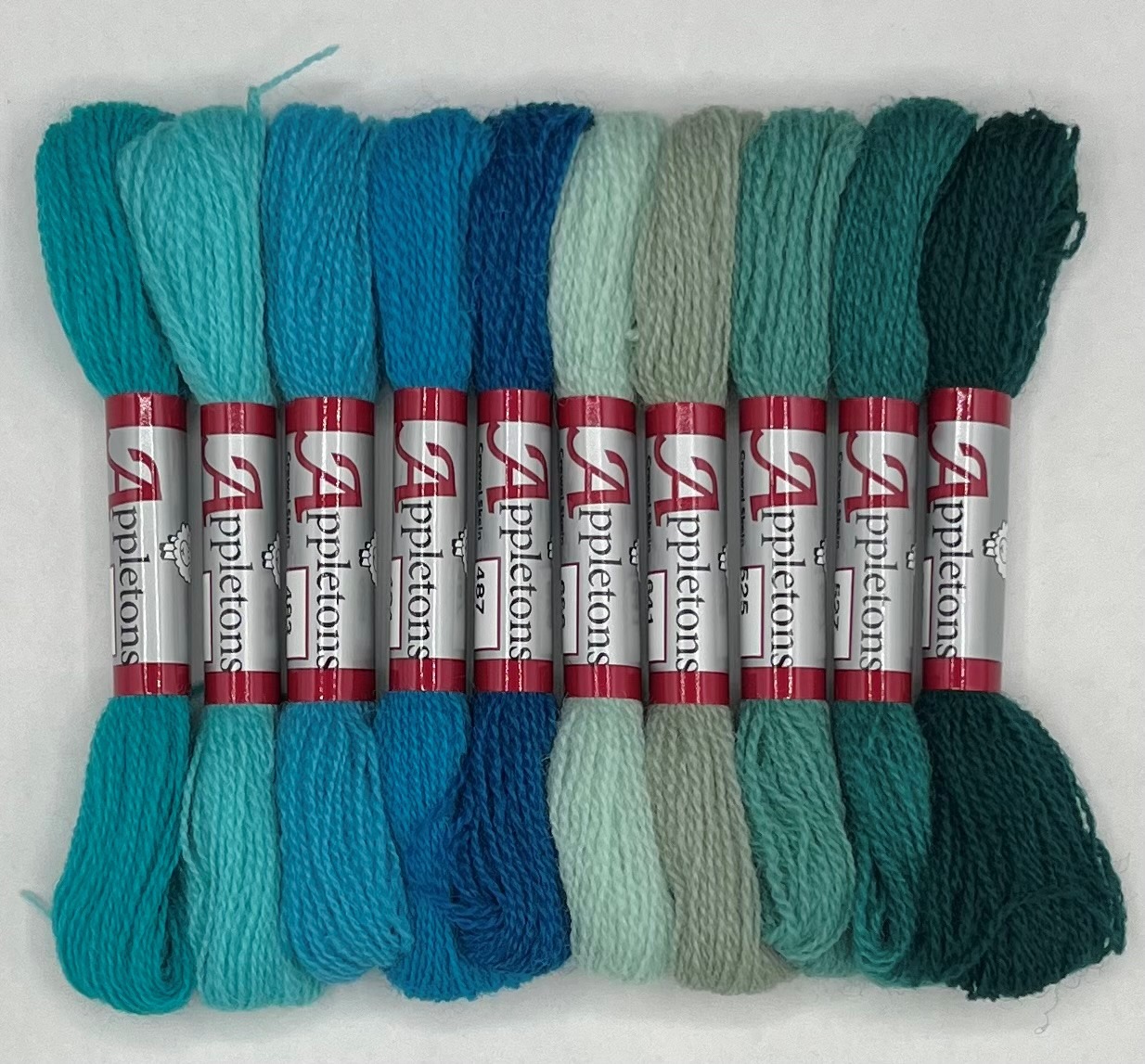 Appleton Crewel Wool Teal kit lane ricamo verdi acqua