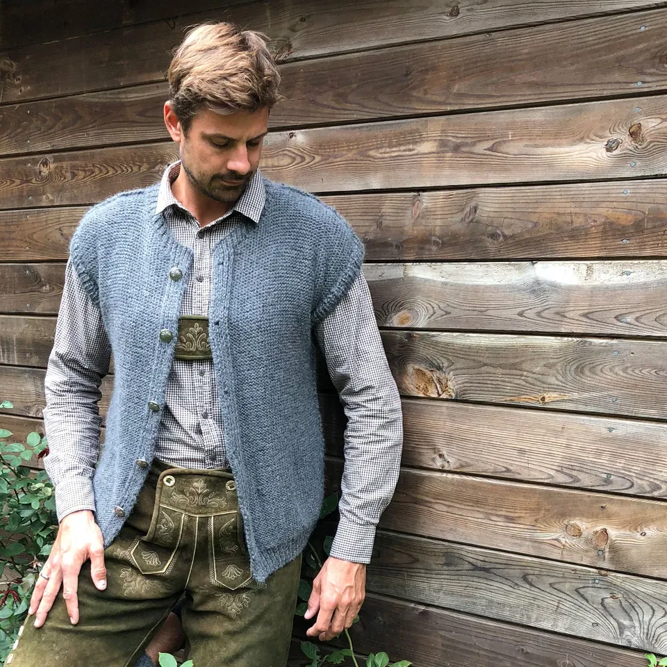 Pascuali Munich gilet uomo schema maglia a trecce