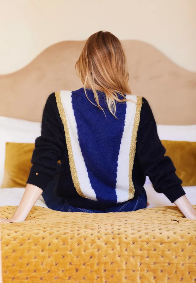 Annyblatt Serena pull mohair seta nero marine