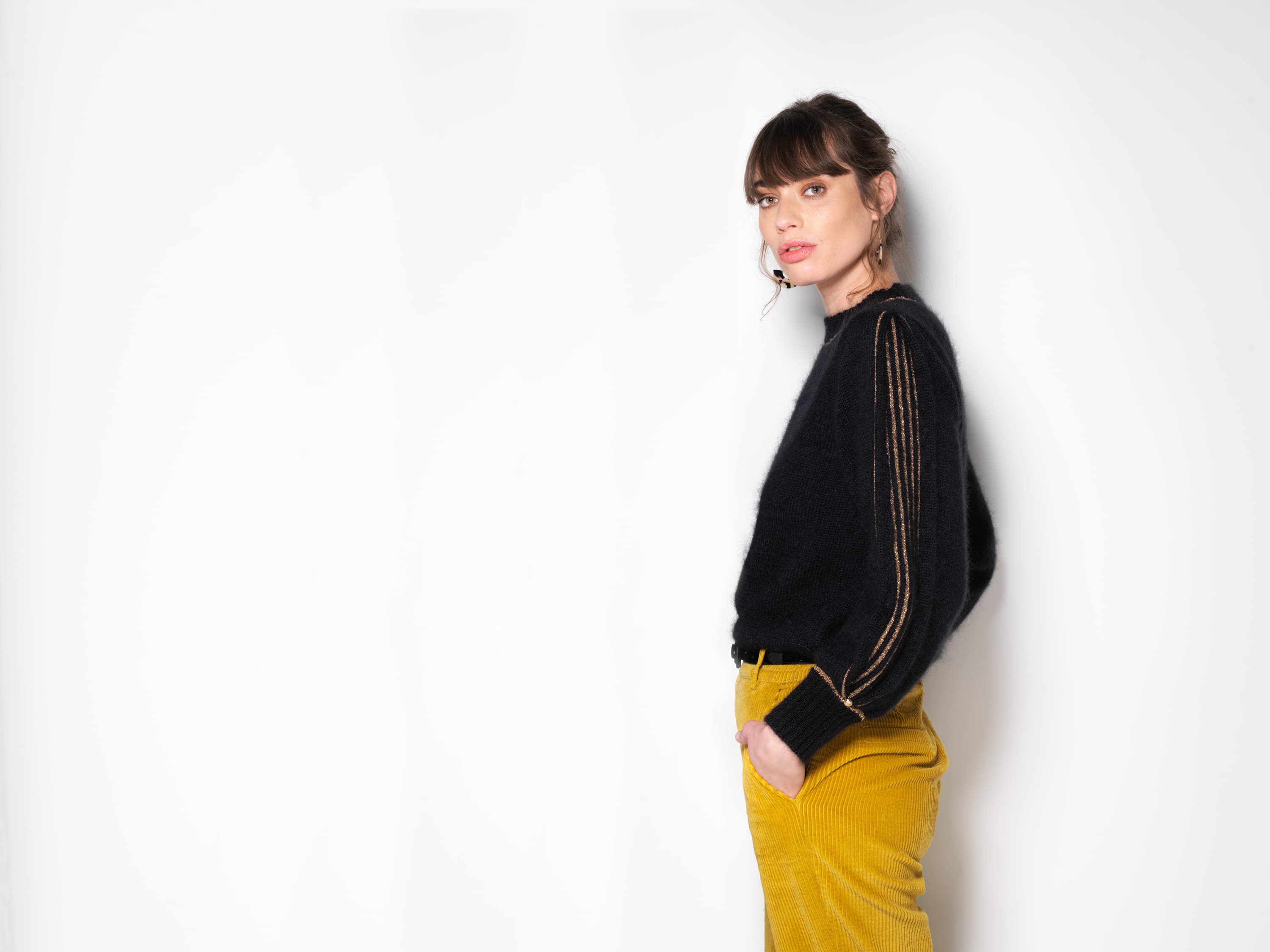 Anny Blatt Alix maglione mohair nero e oro